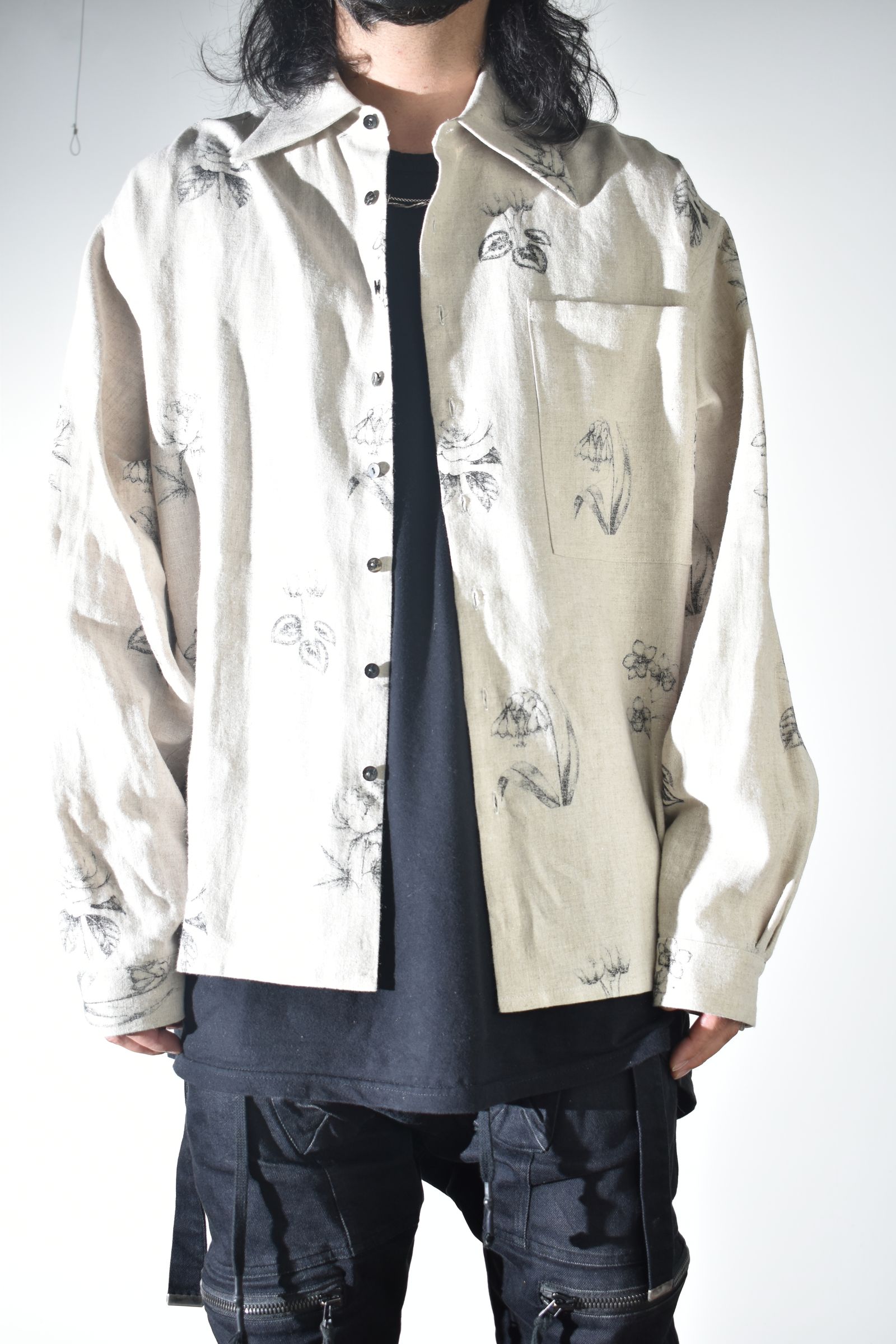 Botanical Print Oversized Shirt "Ecru" / ボタニカルプリントオーバーサイズシャツ"エクリュ"