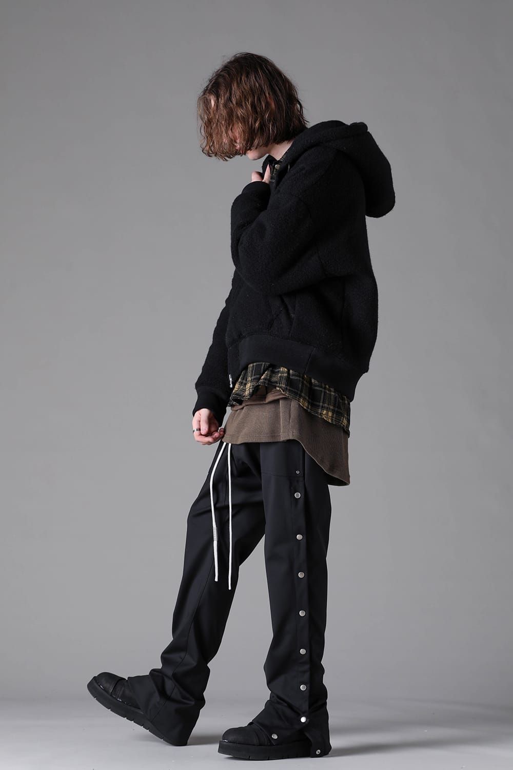 《2026AW先行予約》Sheep Pile Knit Padded Hoodie"Black / Khaki" / シープパイルニットパデッドフーディ"ブラック / カーキ"