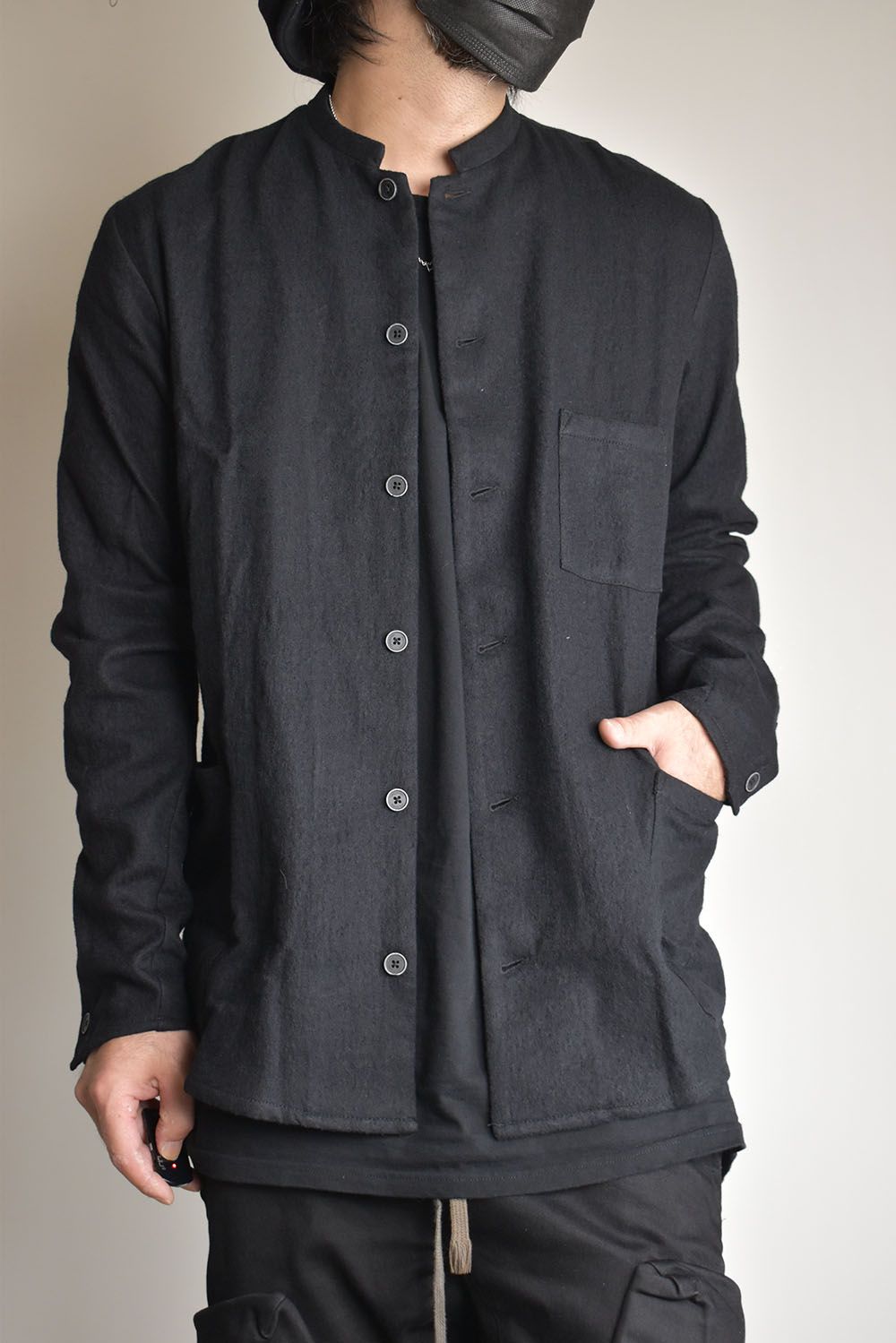 Stand Collar Shirts"Lamp Black"/スタンドカラーシャツ"ランプブラック"