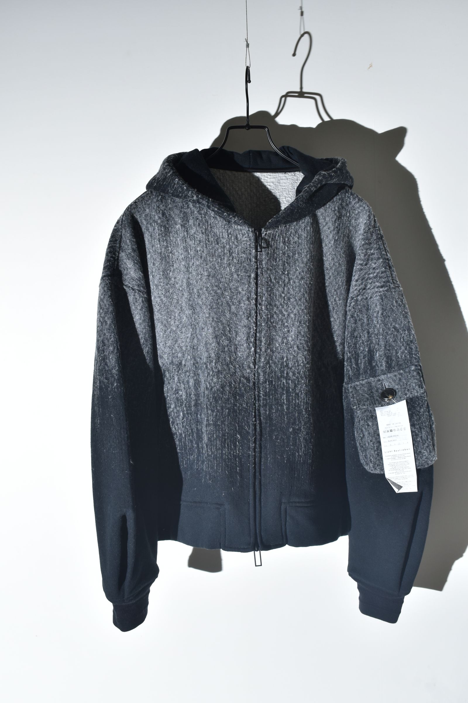 Gradient Needle Punch Double Zip Hoodie "Black Based" / グラデーションニードルパンチダブルジップフーディ"ブラックベース"