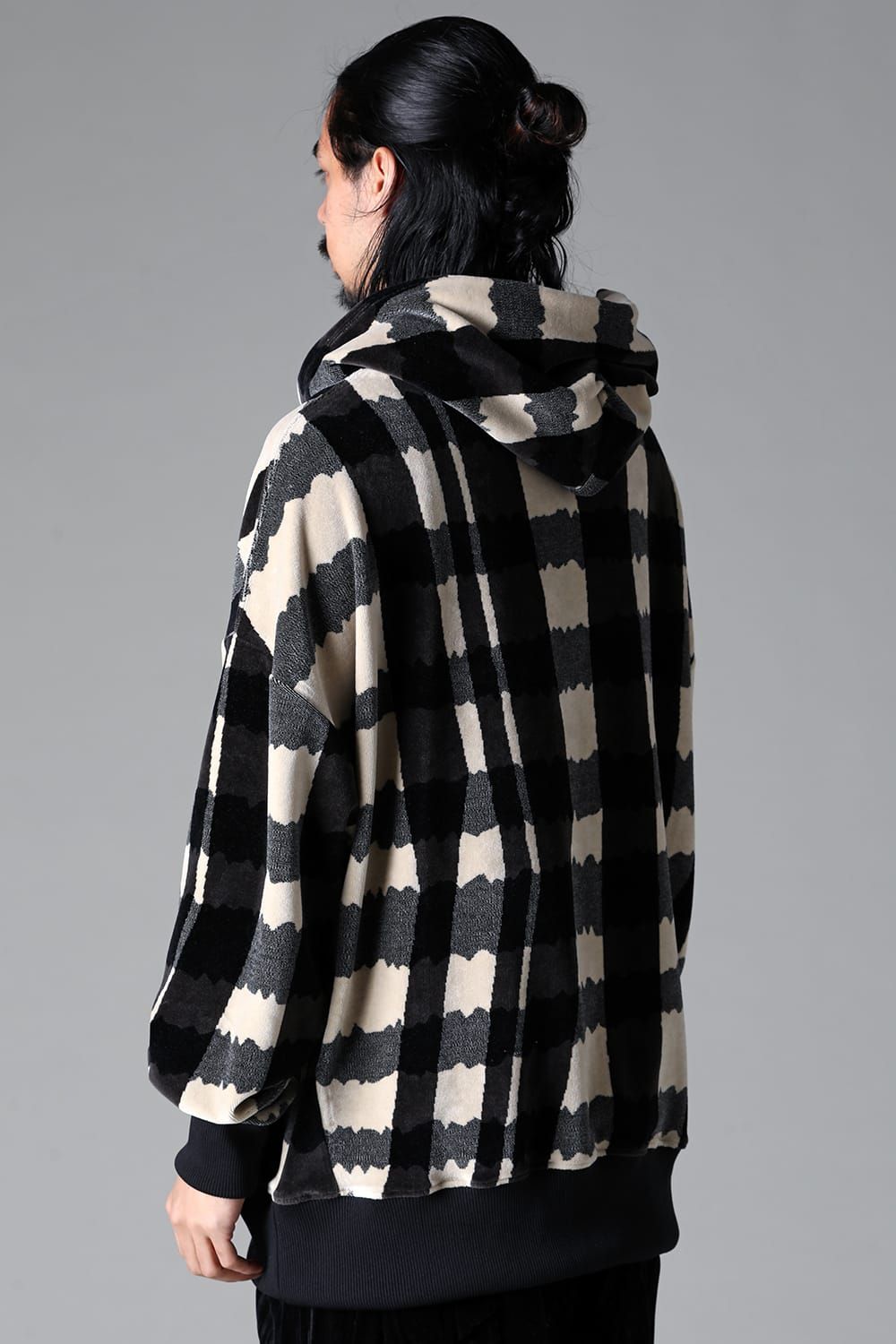 《2025AW先行予約》Checked Pattern Hooded Top"Black×Grey×Ivory" / チェックパターンフーデッドトップ"ブラック×グレー×アイボリー"