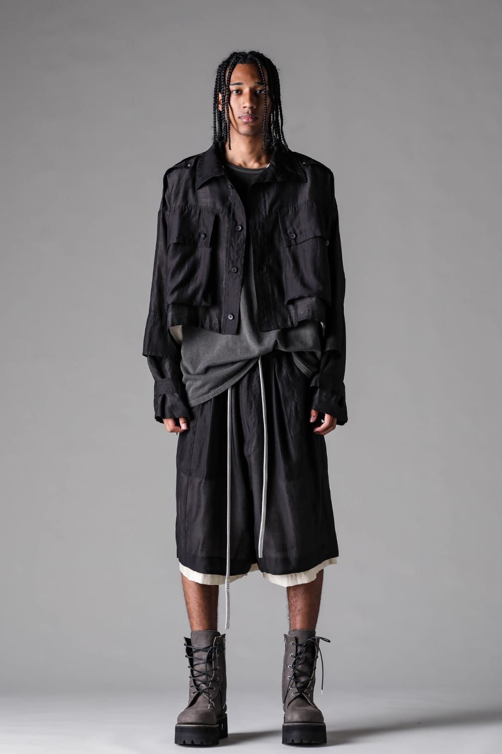 《2027SS先行予約》Layerd Wide Shorts"Black" / レイヤードワイドショーツ"ブラック"