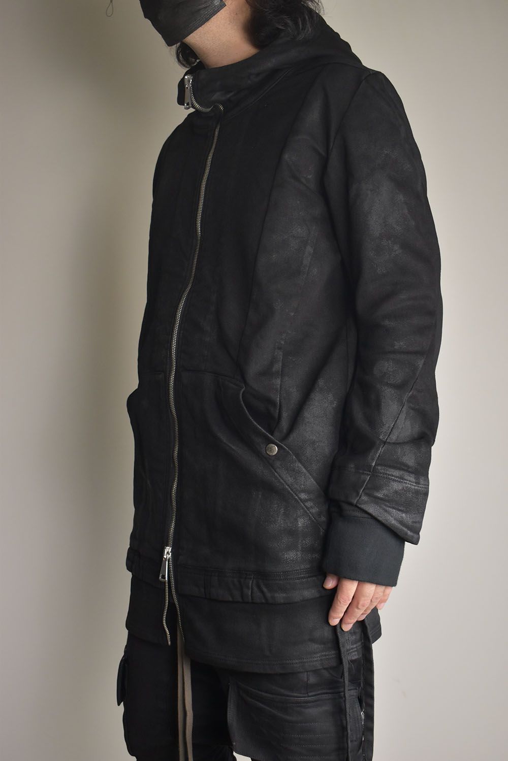 Coated Bonding Hoodie Denim Blouson"Black" / コーディングボンディングフーデッドデニムブルゾン"ブラック"