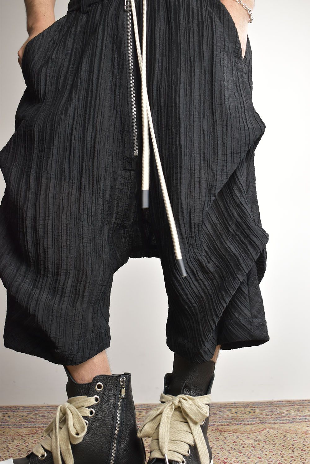 Sheer Yoryu Tuck Shorts"Black" / シアータックショーツ"ブラック"