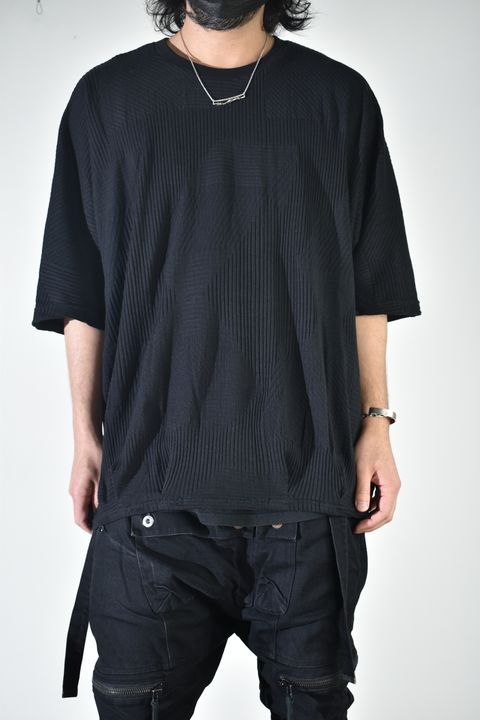 Deformed Stripe Pattern Dolman Tee "Black " /ディフォルメドストライプパターンドルマンTee"ブラック"