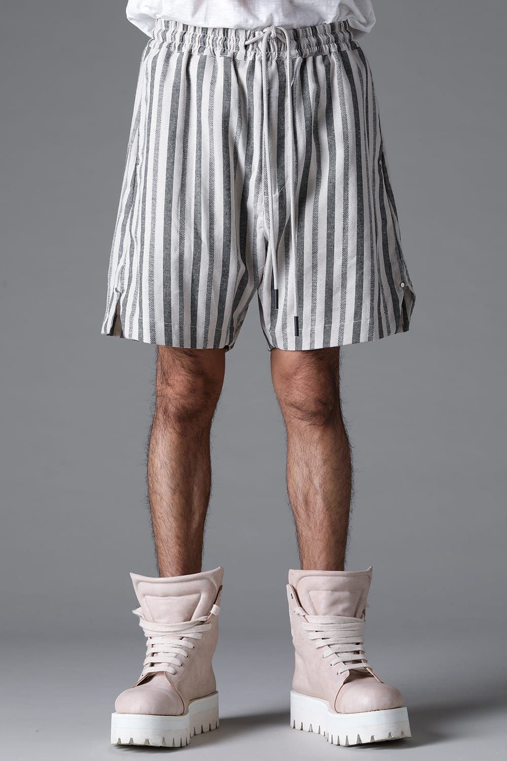 《2026SS先行予約》Vertical Stripes Shorts"Cream×L.Grey" / バーティカルストライプショーツ"クリーム×グレー"