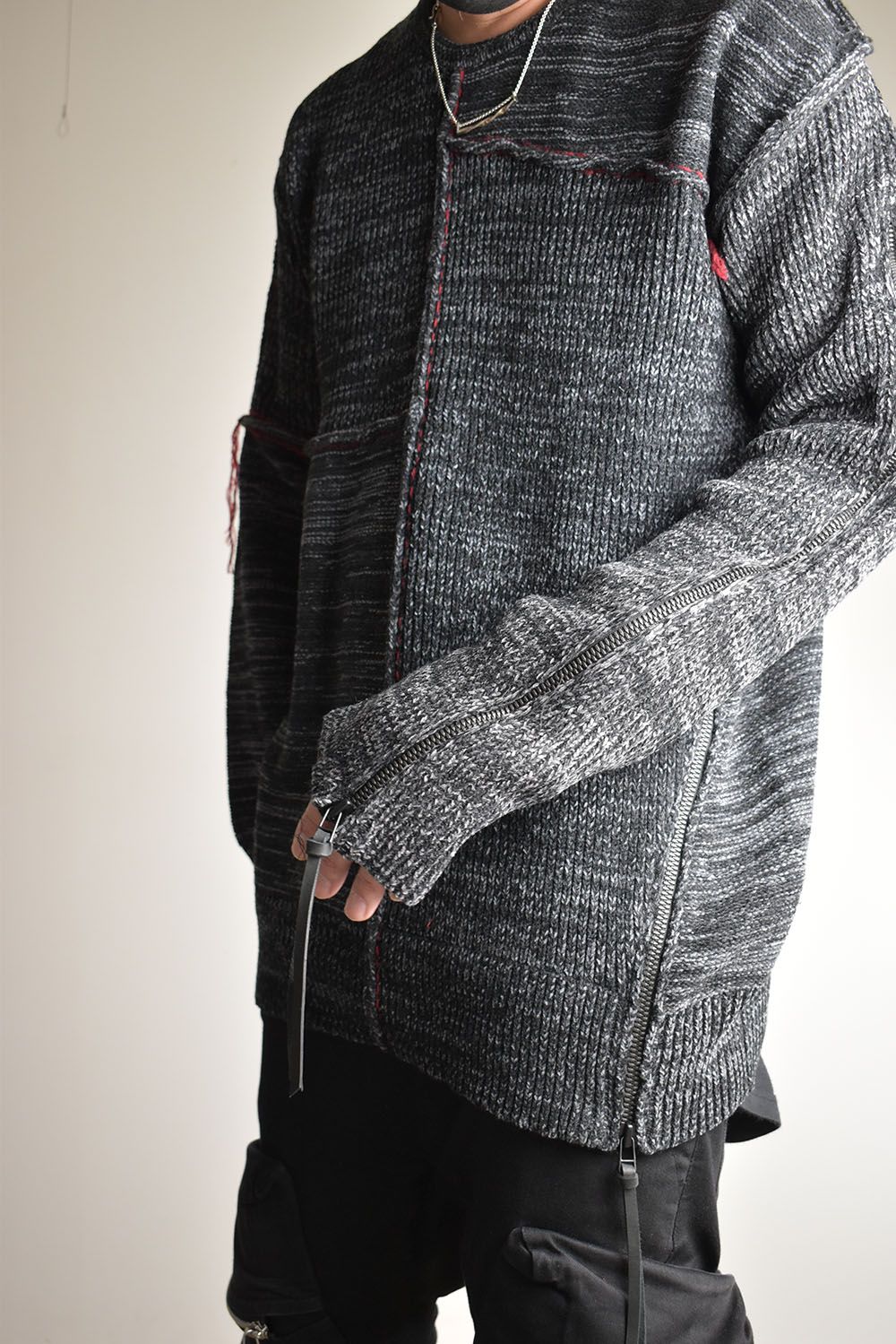 Wool Knit Zip Pullover "Charcoal" / ウールニットジッププルオーバー"チャコール"