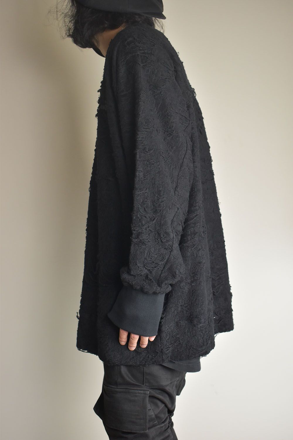Damage Pile Dolman Top"Black" / ダメージパイル ドルマントップ"ブラック"