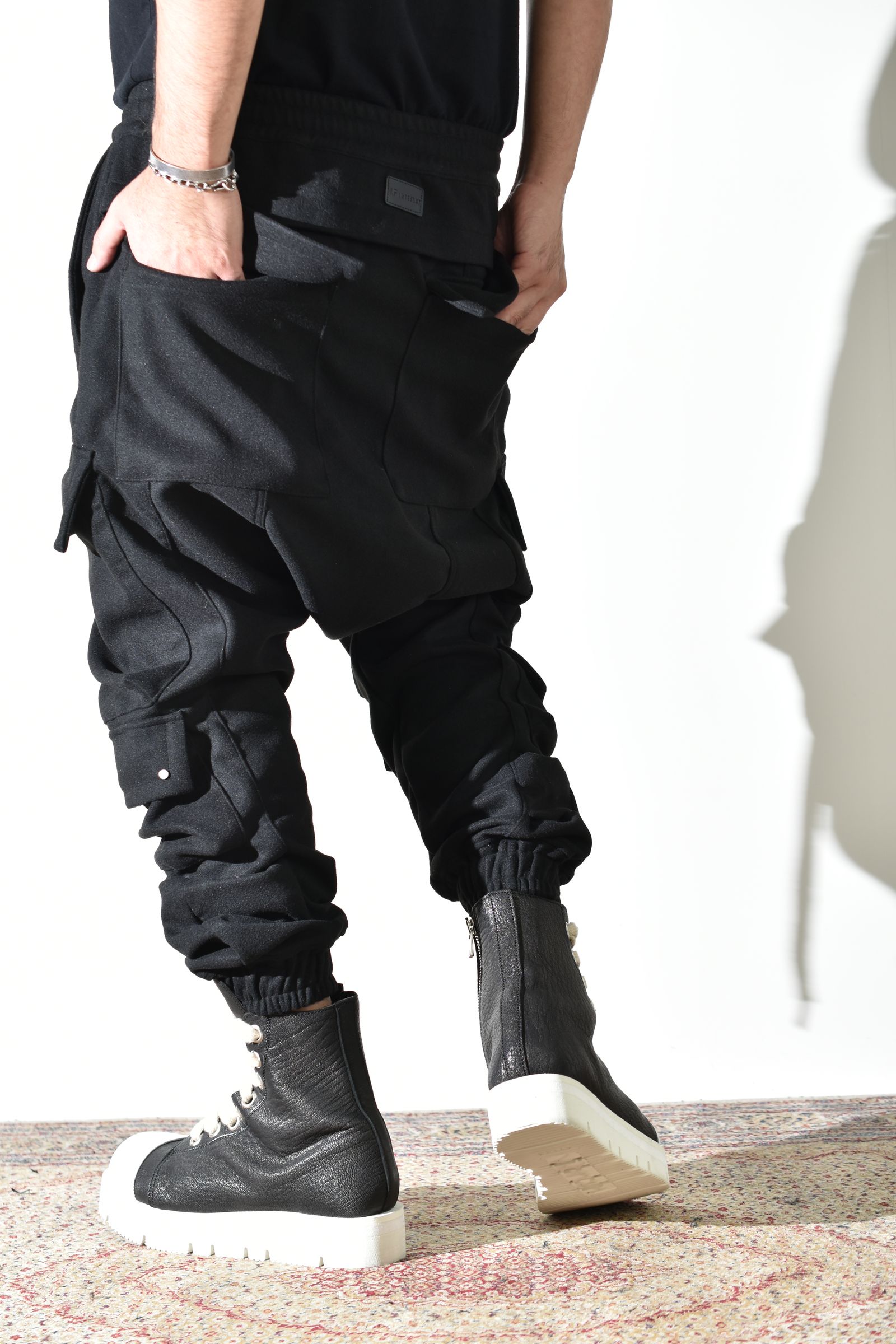 Knit Jersey Military Sarrouel Easy Pants"Black" / ニットジャージーミリタリーサルエルイージーパンツ"ブラック"