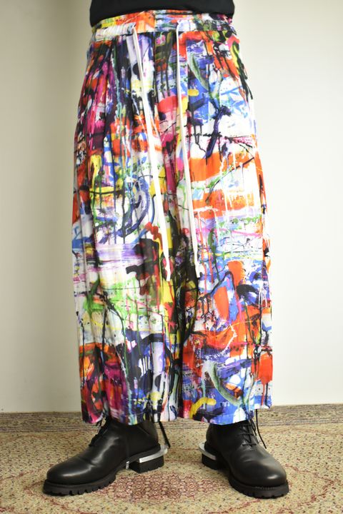 Rayon Chiffon Inkjet Print Wide Cropped Easy Pants"Color Print" / レーヨンシフォンインクジェットプリントワイドクロップドイージーパンツ"カラープリント"