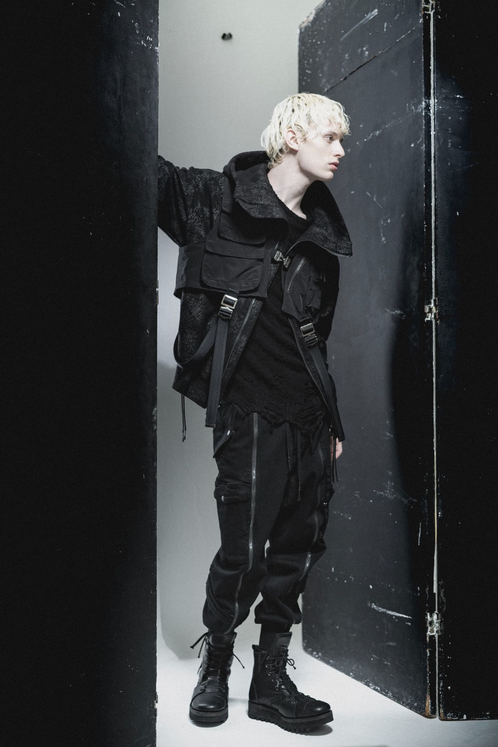 《2027SS先行予約分》Crack-Coated Jersey Hooded Jacket"Black" / クラックコーティングジャージーフーデッドジャケット"ブラック"