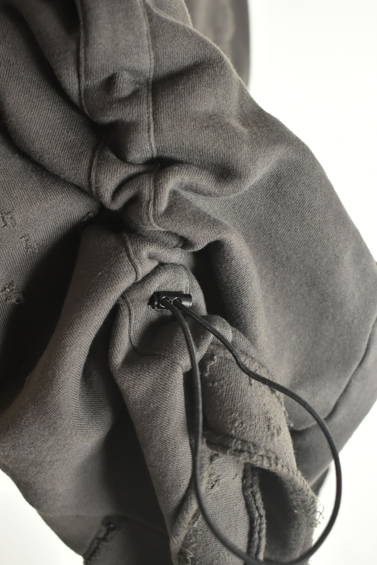 Untwisted Yarn Fleece Shotgun Wide Cropped Pants"Charcoal" / 無撚糸裏毛ショットガンワイドクロップドパンツ"チャコール"