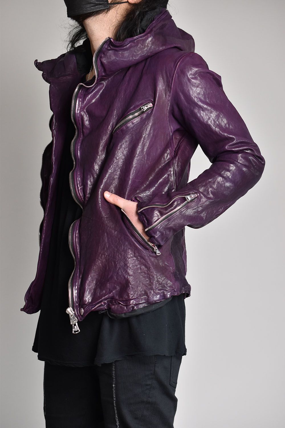 Japan Shoulder Garment Dye Hooded Blouson"Purple"/ジャパンショルダーガーメントダイフーデットブルゾン"パープル"