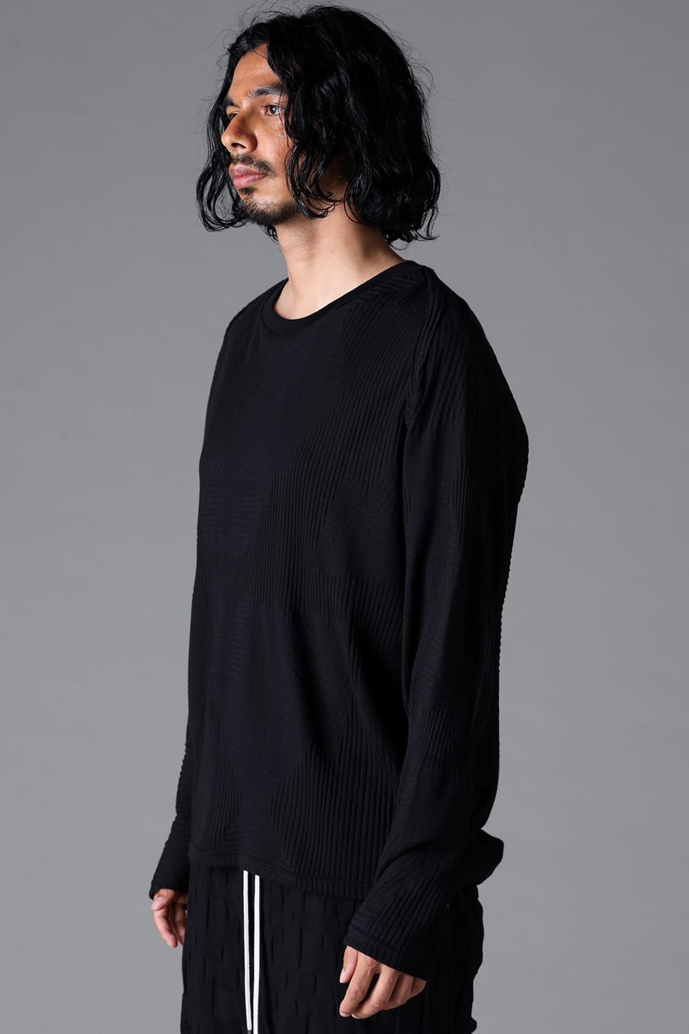 《2026SS先行予約》Deformed Stripe Pattern Shiva Long Sleeve Tee "Black / Cream" /ディフォルメドストライプパターンシヴァロングスリーブ"ブラック/クリーム"