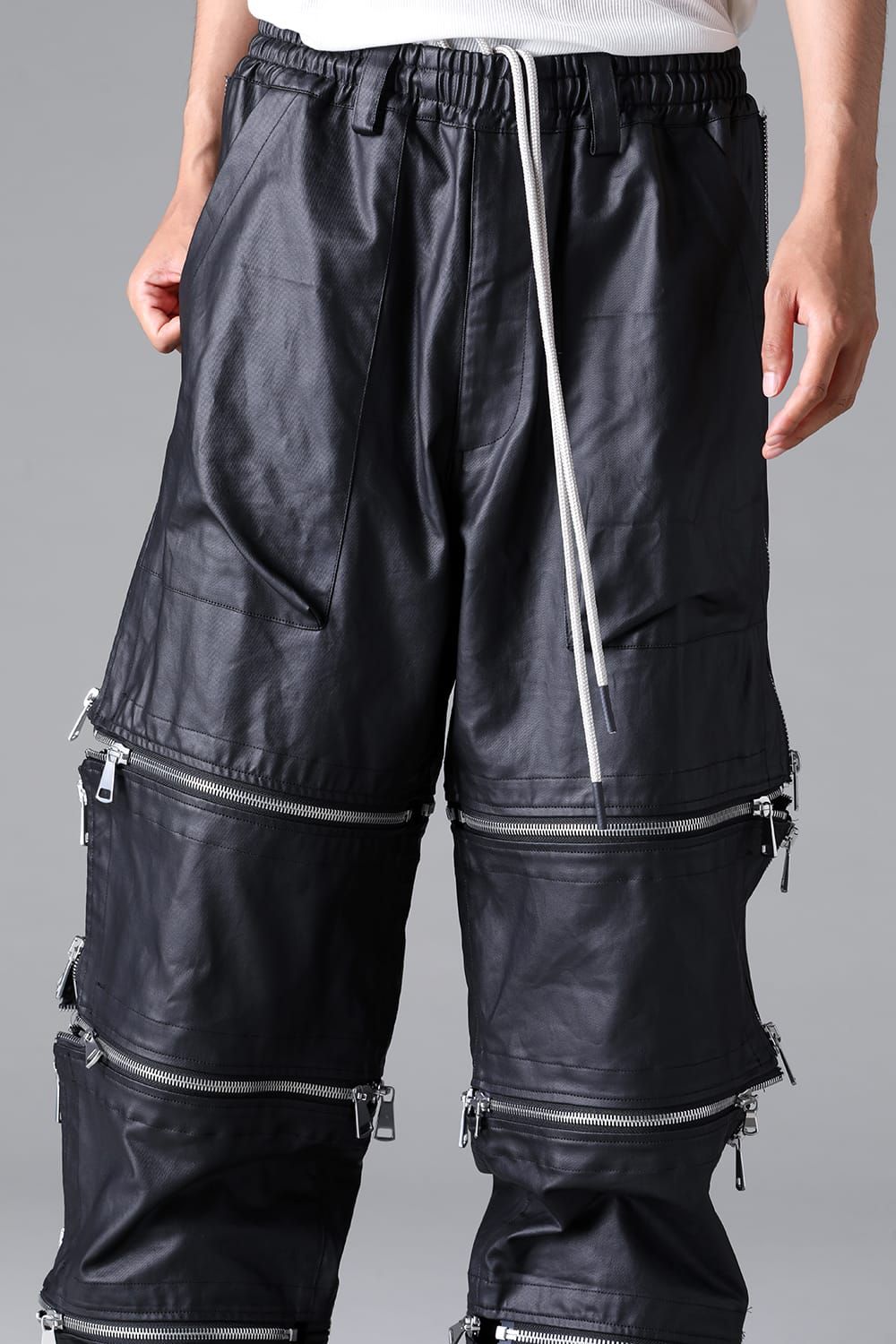《2026SS先行予約》Matte Coating Zip Wide Pants"Black" / マットコーティングジップワイドパンツ"ブラック"
