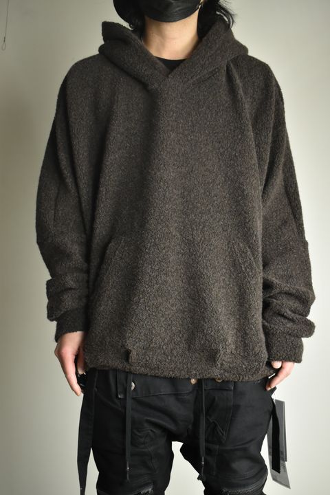 《2026AW先行予約》Sheep Pile Knit Dolman Hoodie Pullover"Black / Khaki" / シープパイルニットドルマンフーディプルオーバー"ブラック/カーキ"