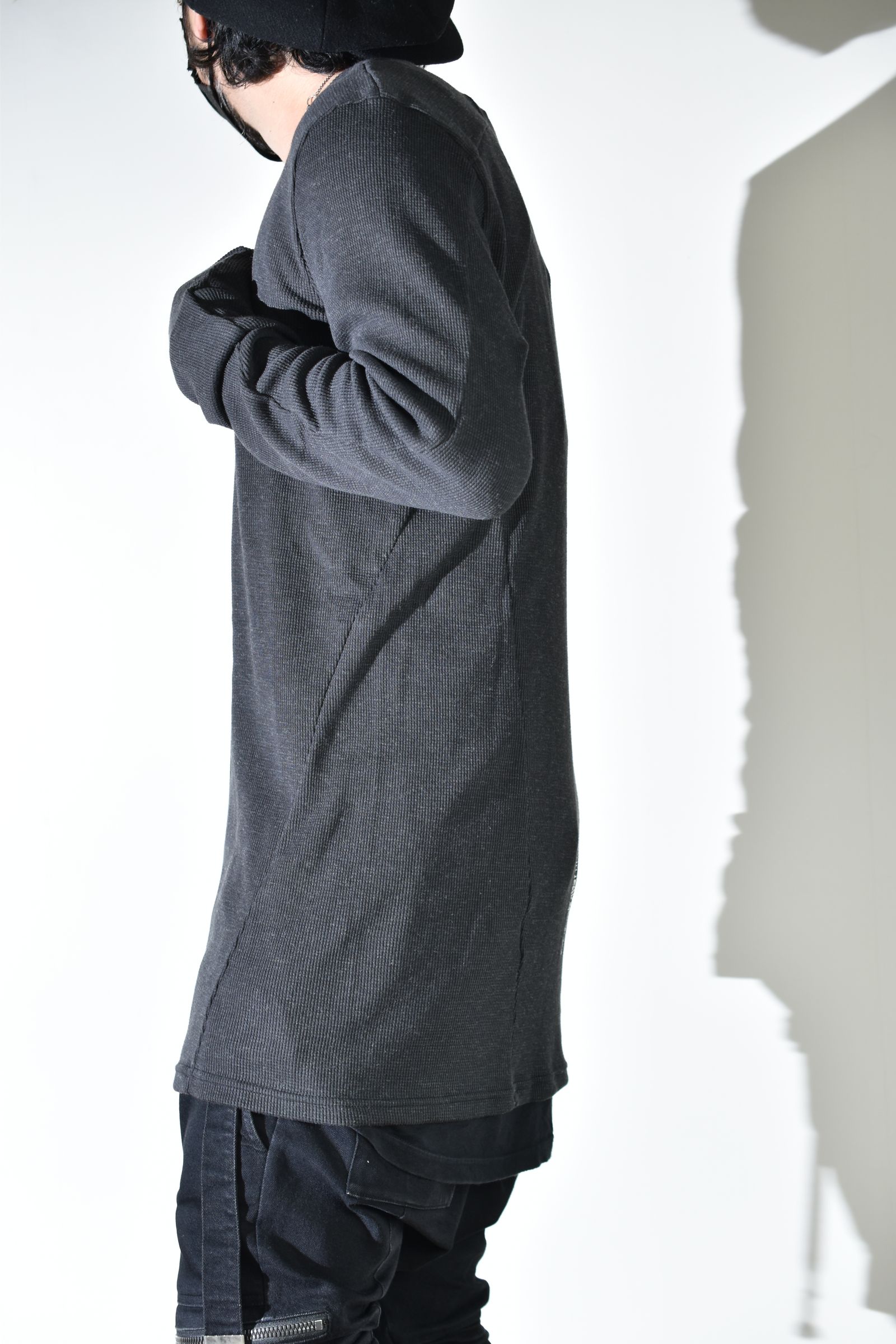 Back Printed Waffle Jersey Long  Sleeve Tee"D.Grey" バックプリントワッフルジャージーロングスリーブTee"ダークグレー"