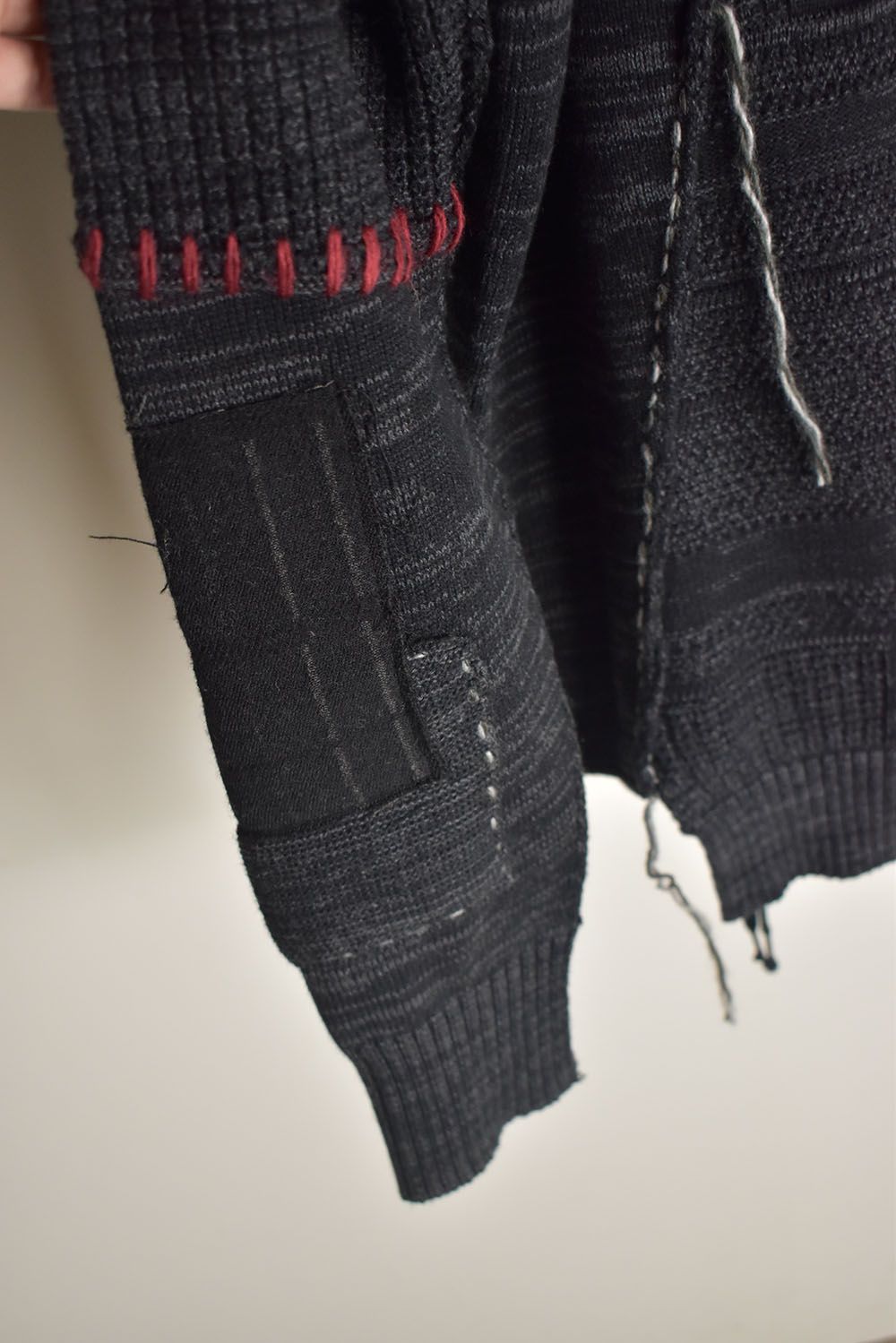 Cotton Cashmere Crust Patch Knit Pullover "Charcoal" / コットンカシミヤクラストパッチニットプルオーバー"チャコール"