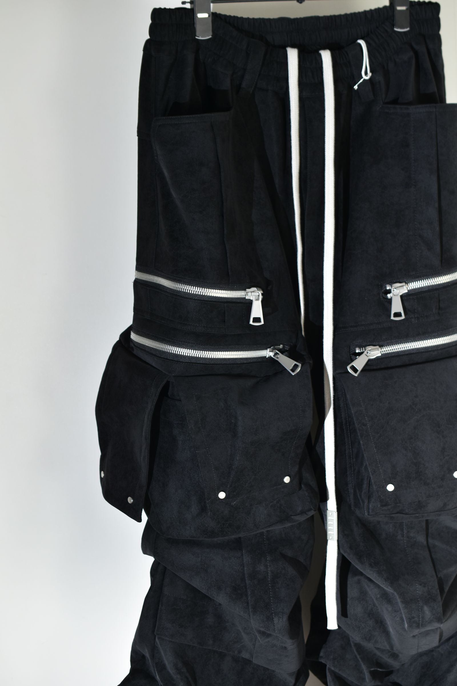 Vegan Suede Leather Cargo Pants"Black" / ヴィーガンスウェードレザーカーゴパンツ "ブラック"