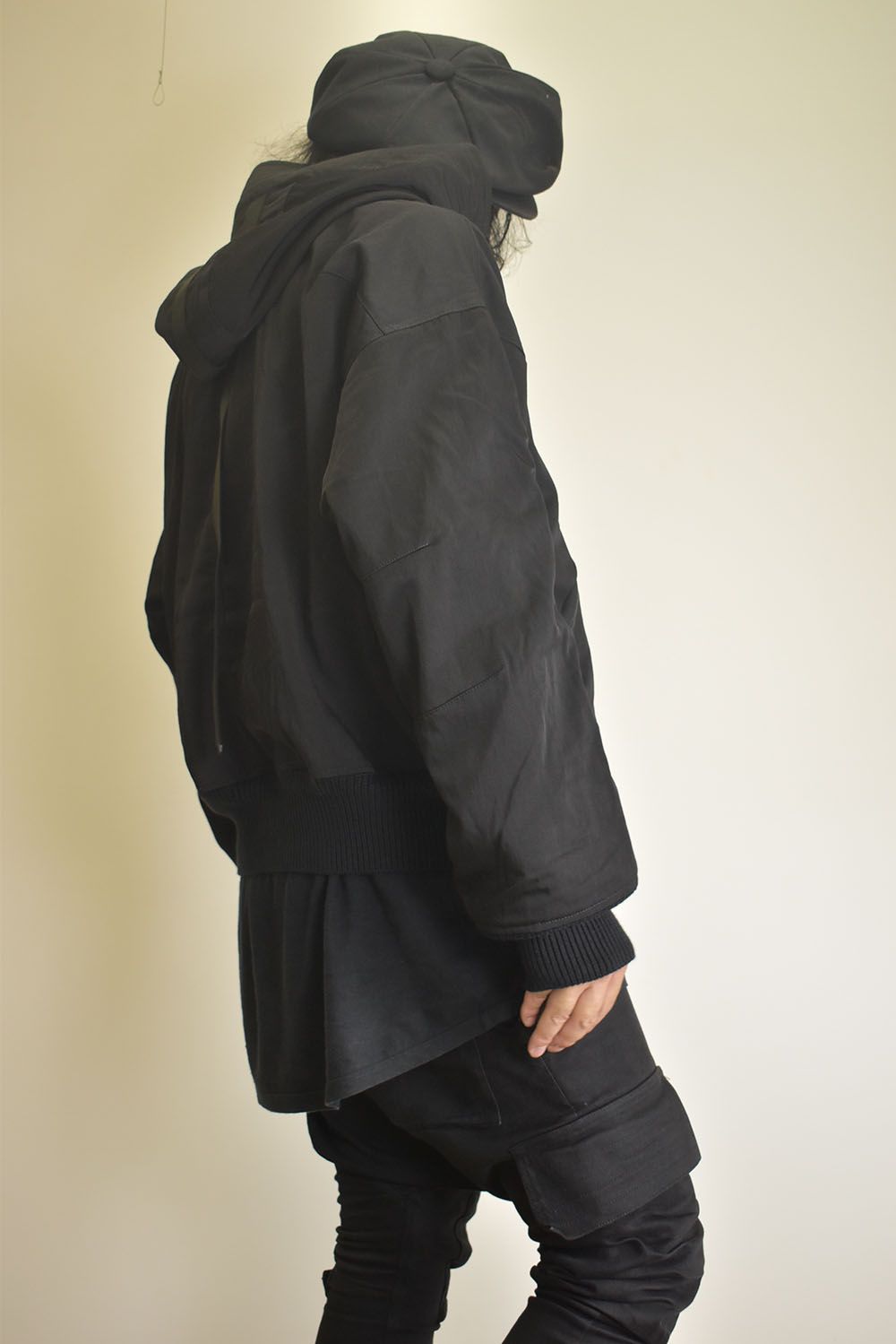 Nylon Wool Twill Hooded Jacket"Black" / ナイロンウールツイルフーデッドジャケット"ブラック"