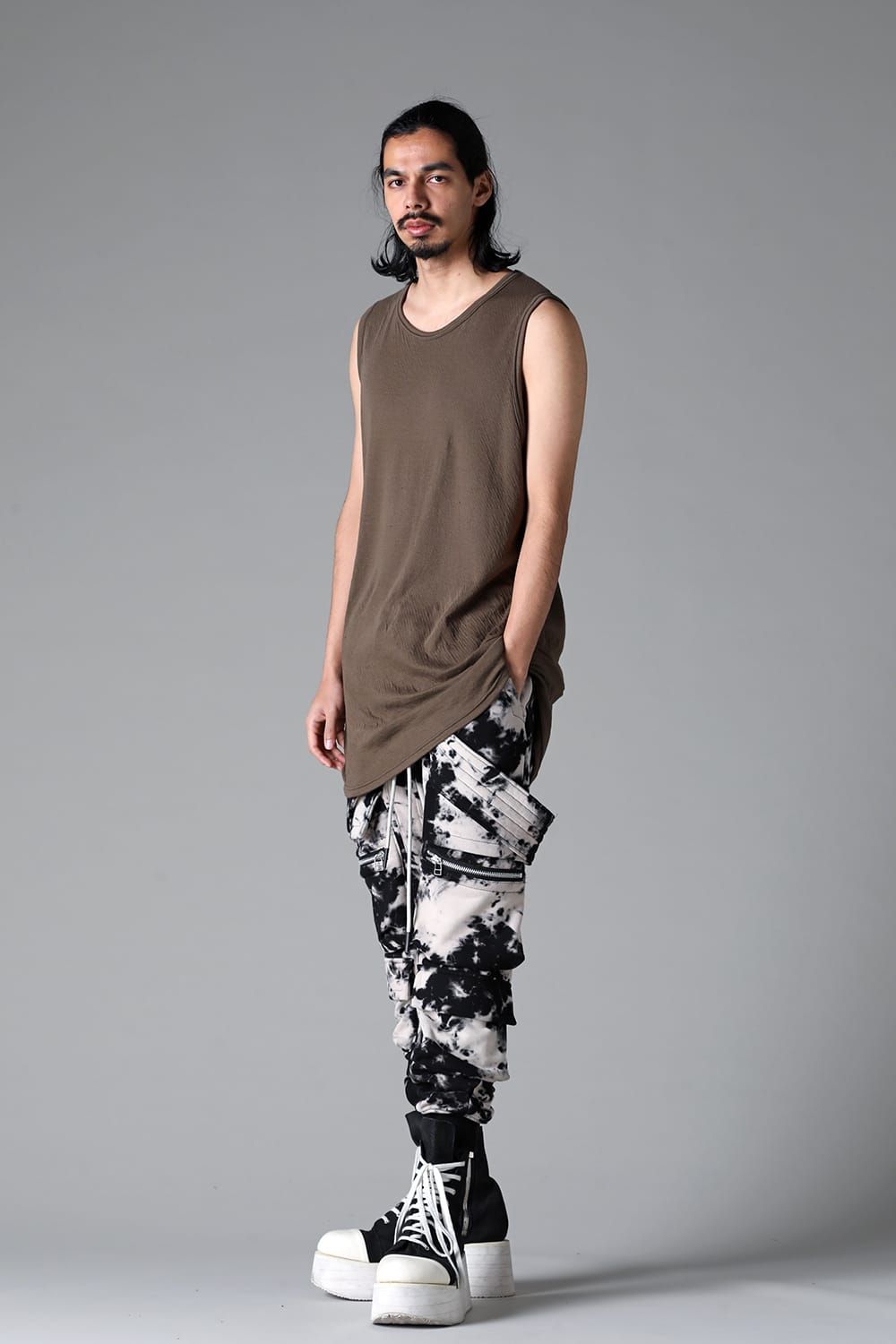 《2025AW先行予約》Double Gauze Long Tank Top"Black / Ivory /Khaki /Grey /D.Grey" /ダブルガーゼロングタンクトップ"ブラック/アイボリー/カーキ/グレー/ダークグレー"