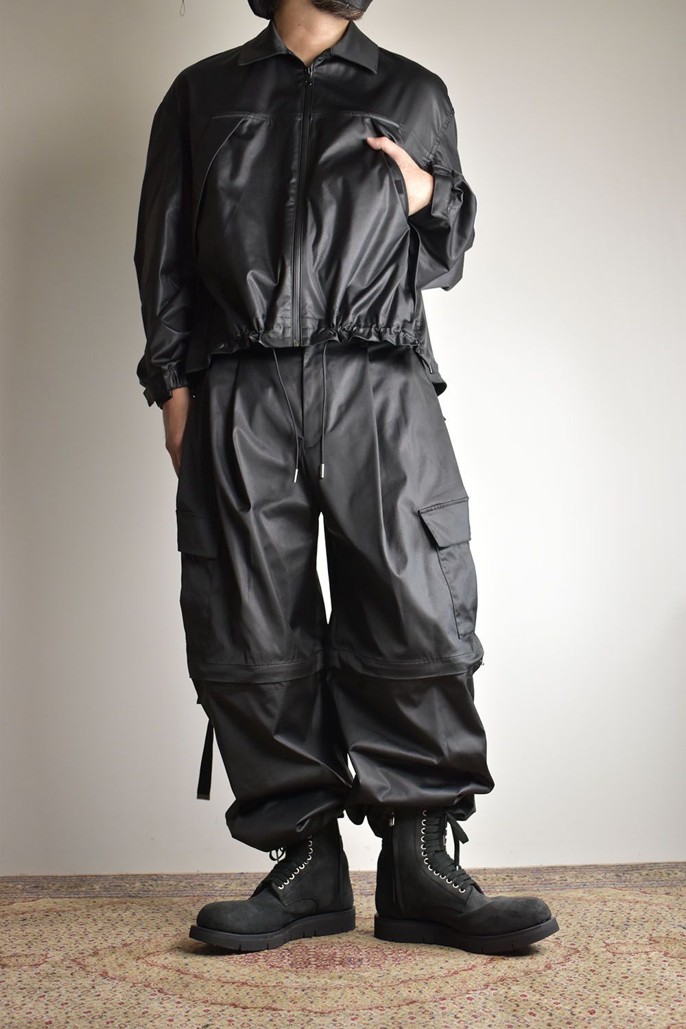 Fake Fake Leather Detachable Cargo Pants"Black"/フェイクフェイクレザーデタッチャブルカーゴパンツ"ブラック"