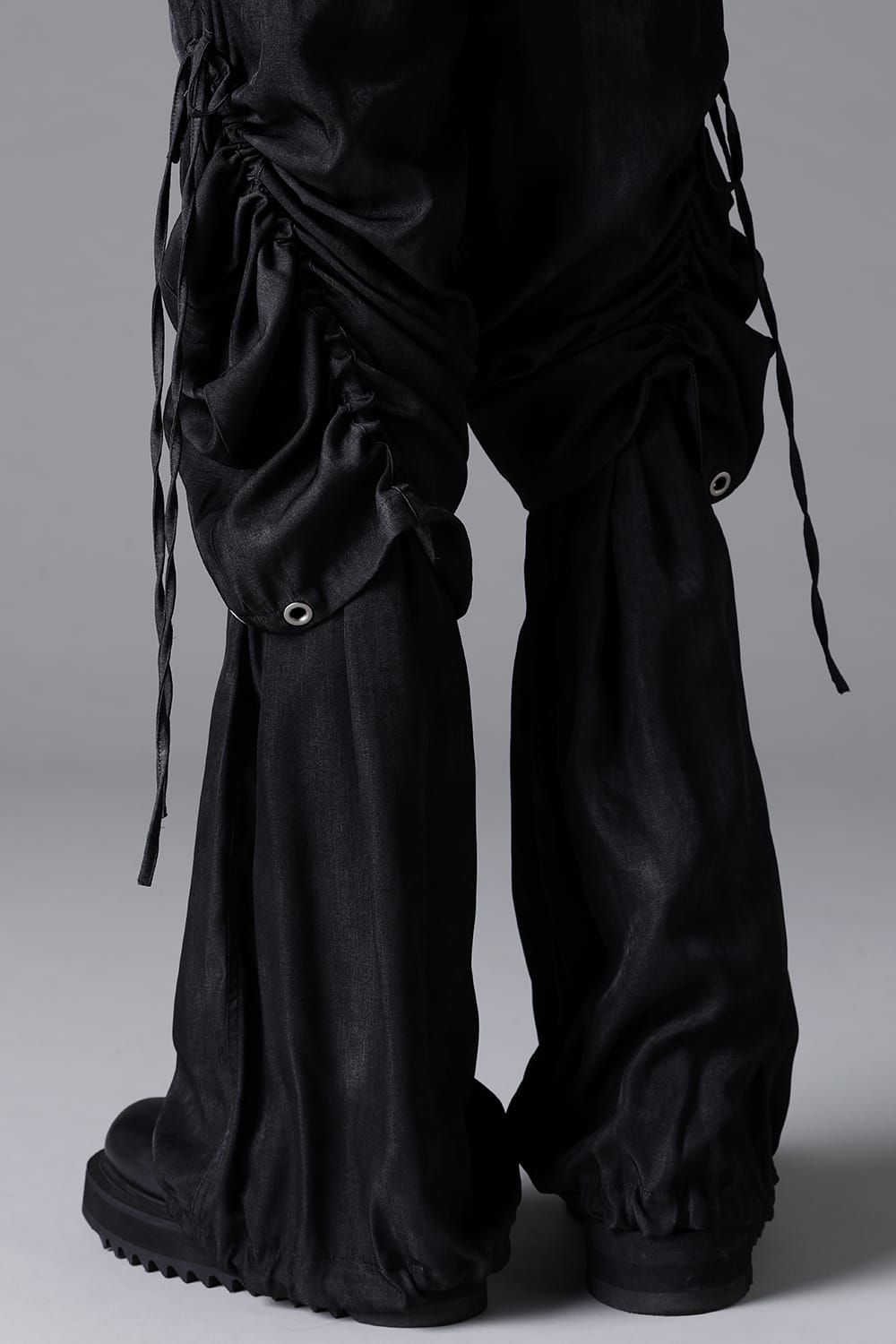 《2026SS先行予約》Layerd Gather Wide Pants"Black / Uneven D.Grey / Uneven Grey" / レイヤードギャザーワイドパンツ"ブラック/アンイーブンダークグレー/アンイーブングレー"