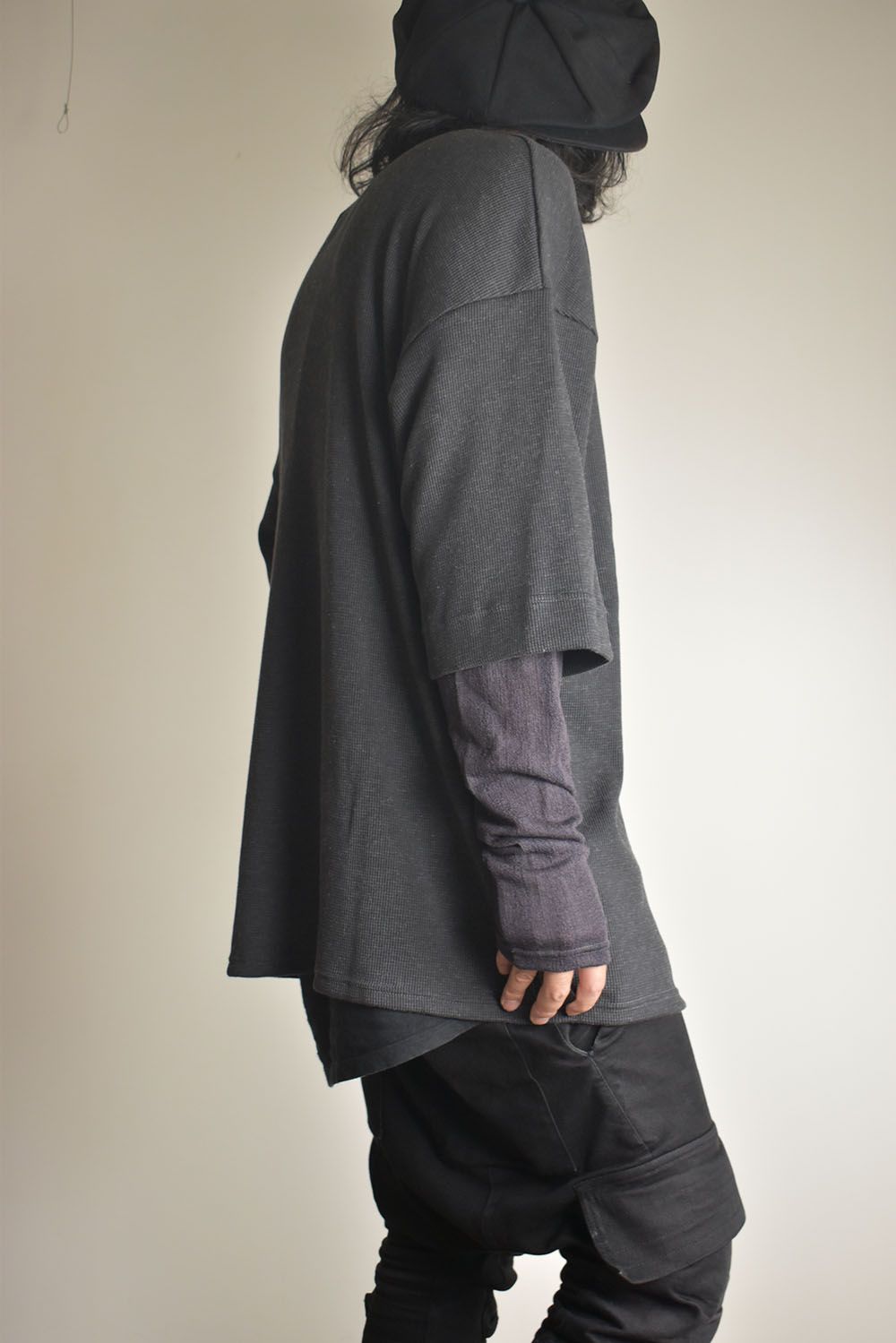 Layered Crew Neck Top"D.Grey" / レイヤードクルーネックトップ"ダークグレー"