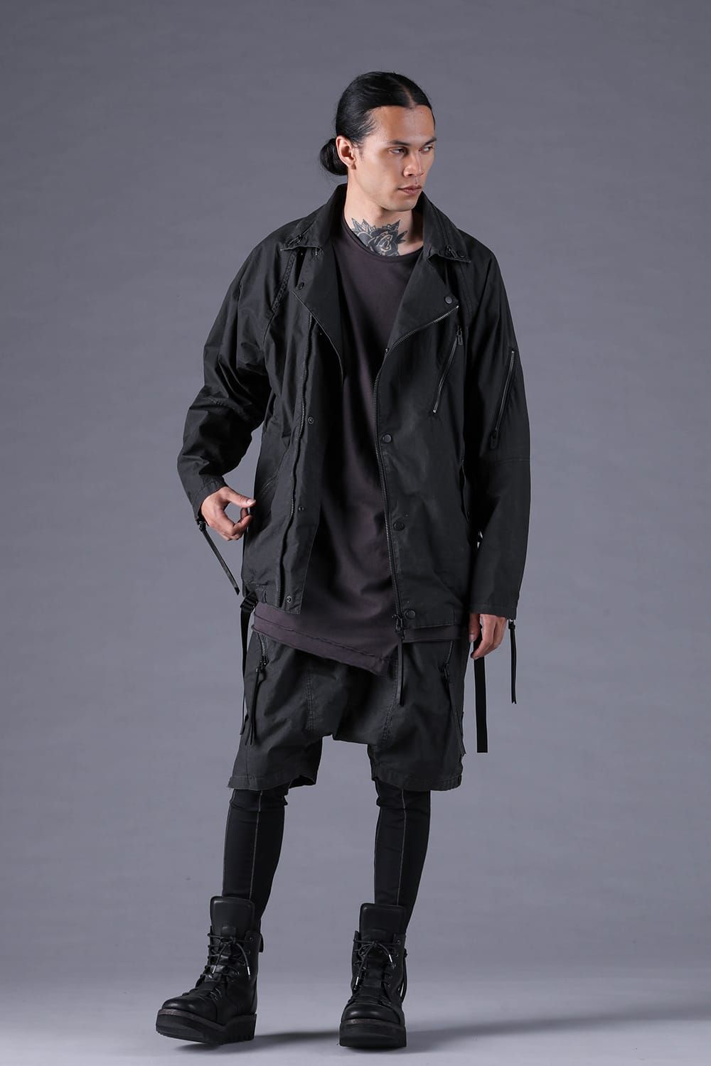 《2027SS先行予約分》Pigment-Coated Harem Shorts"Black" / 顔料コーティングサルエルショートパンツ"ブラック"