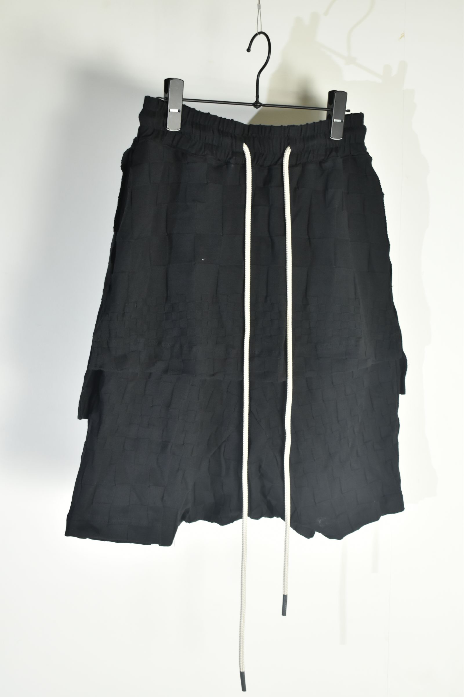 Gradient Plaid Pattern Layered Shorts"Black" / グラデーションチェックパターンレイヤードショーツ"ブラック"