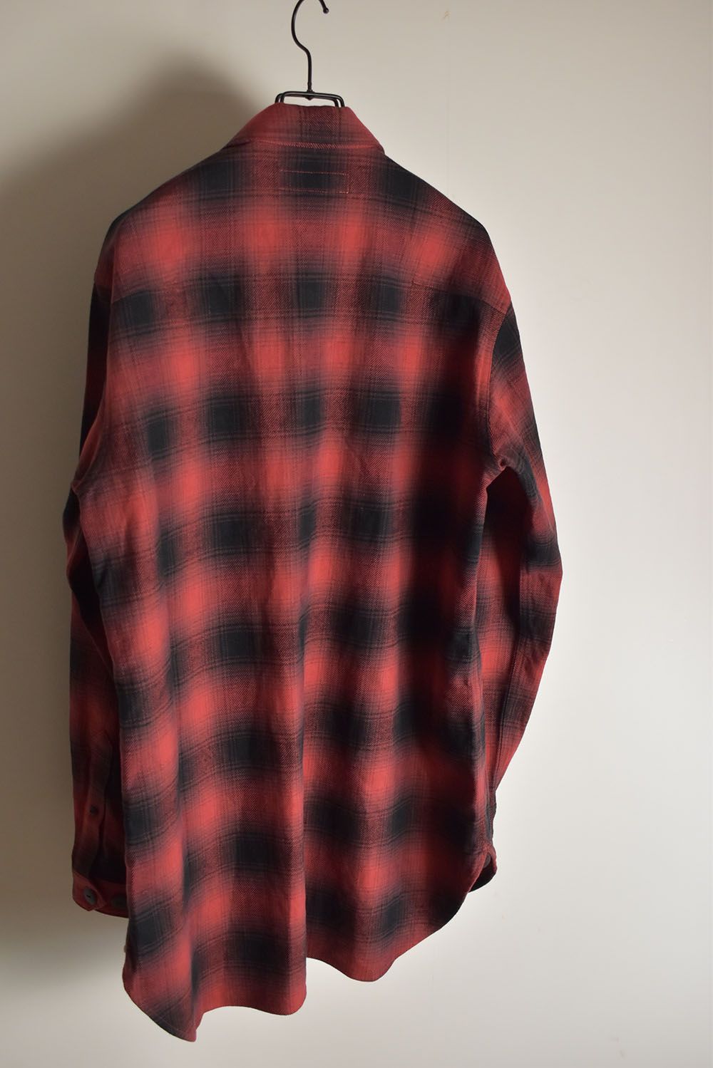 Ombre Check Long Shirts Jacket"Red Check" / オンブレチェックロングシャツジャケット"レッドチェック"