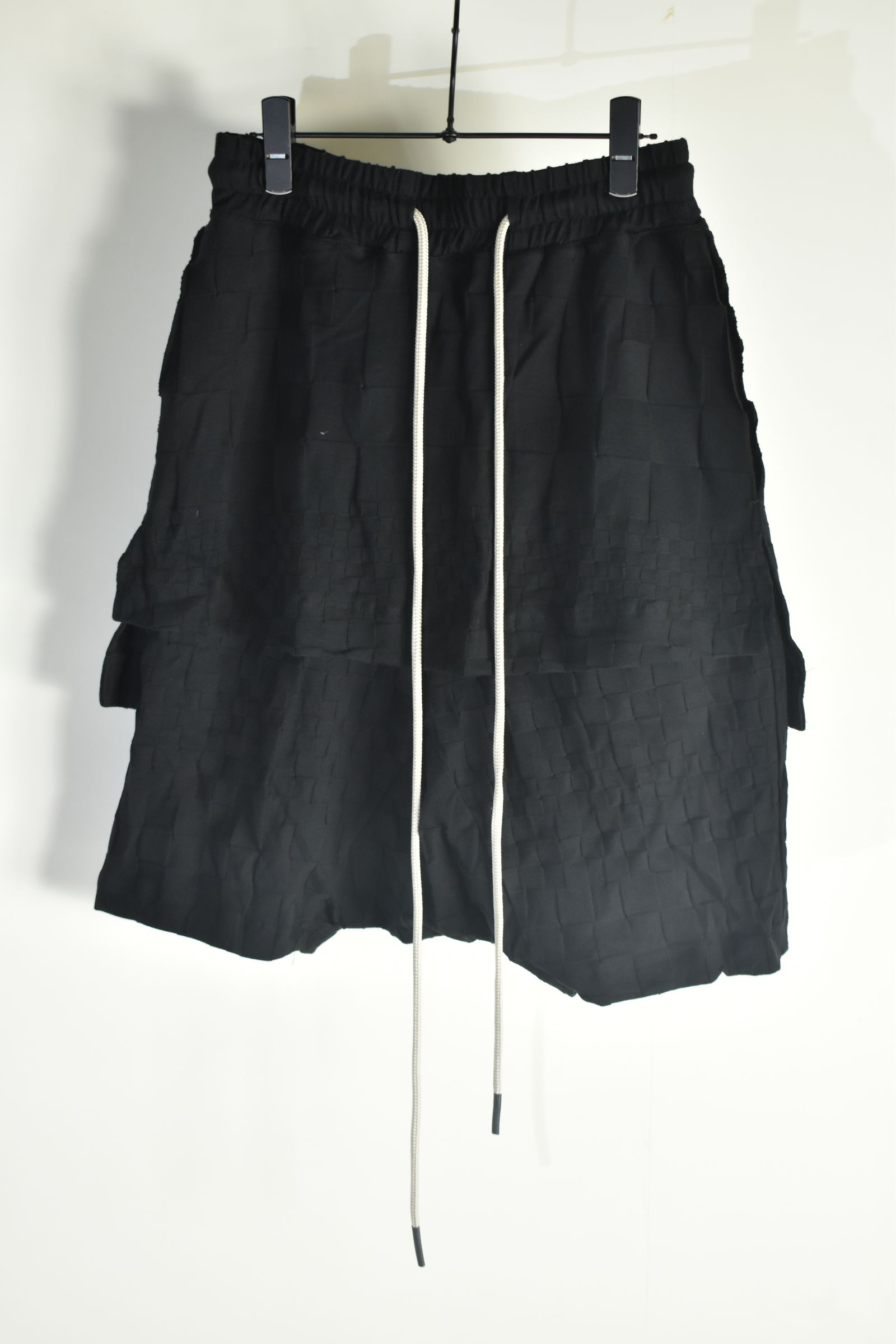 Gradient Plaid Pattern Layered Shorts"Black" / グラデーションチェックパターンレイヤードショーツ"ブラック"