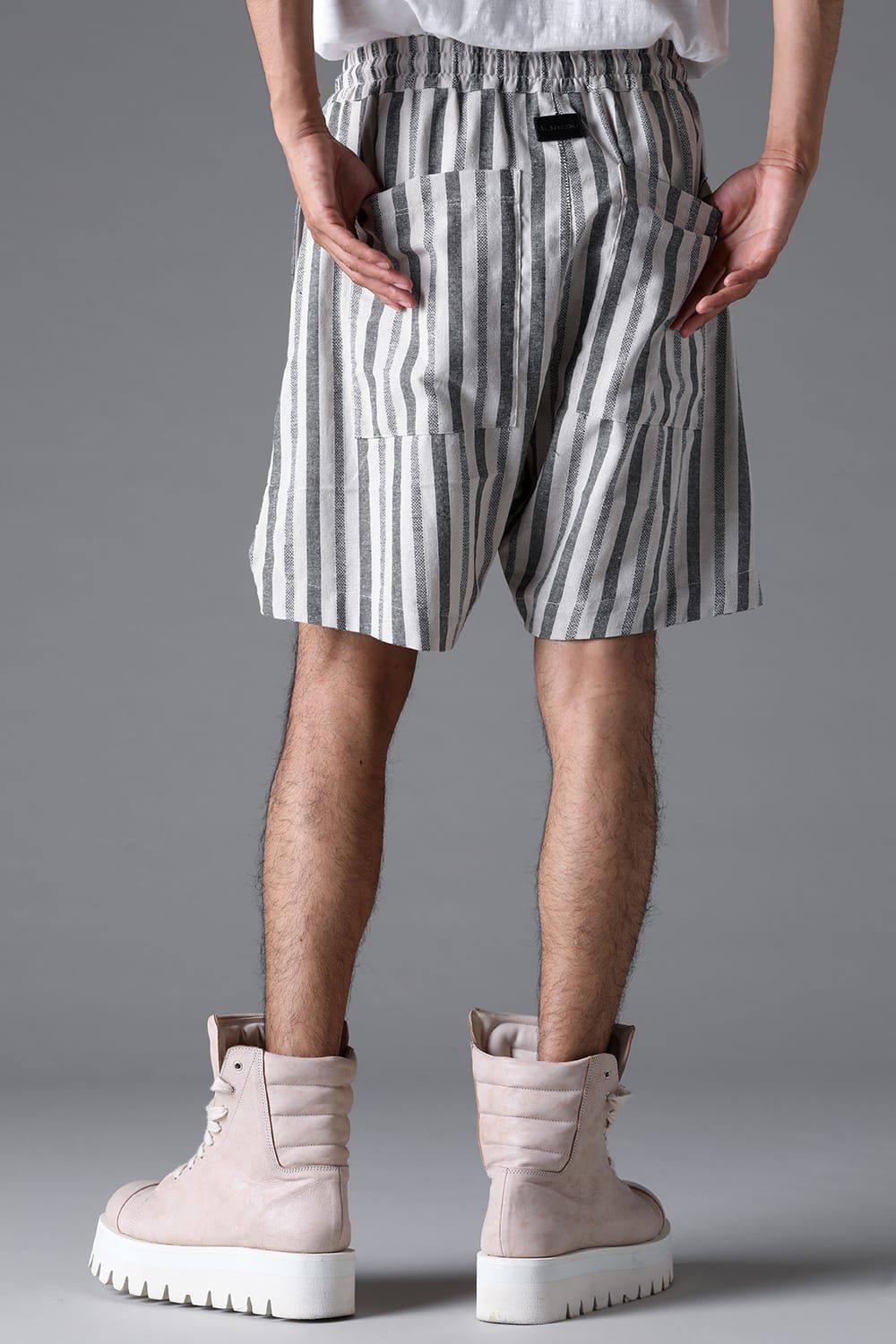 《2026SS先行予約》Vertical Stripes Shorts"Cream×L.Grey" / バーティカルストライプショーツ"クリーム×グレー"