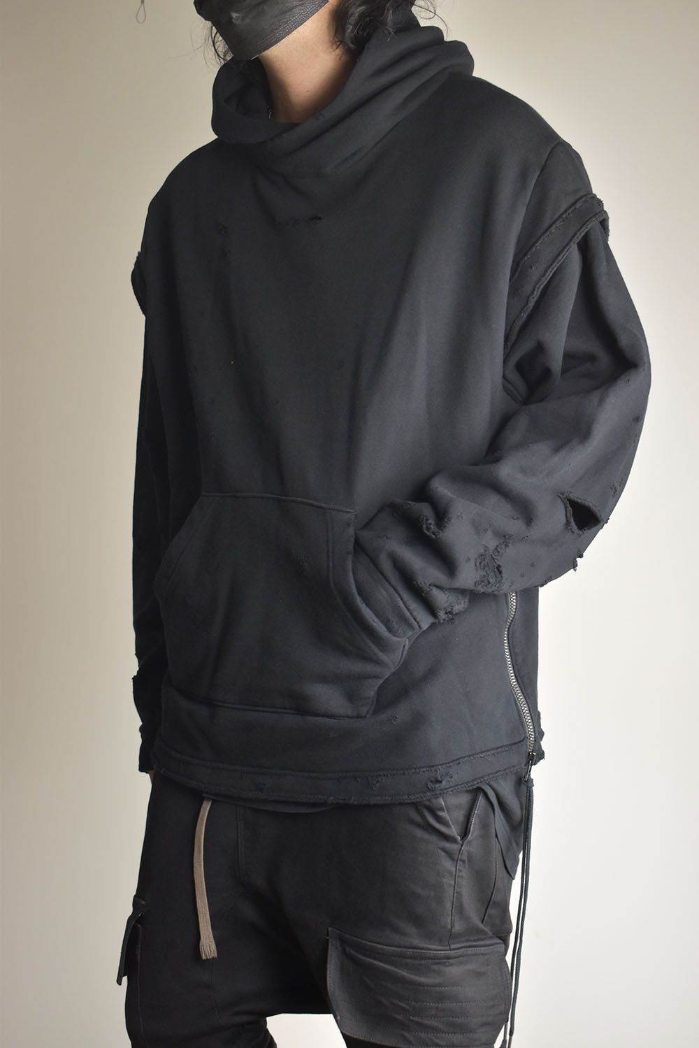 Untwisted Sweat Oversized Pullover Hoodie "Black" / 無撚糸裏毛オーバーサイズプルオーバーフーディー"ブラック"