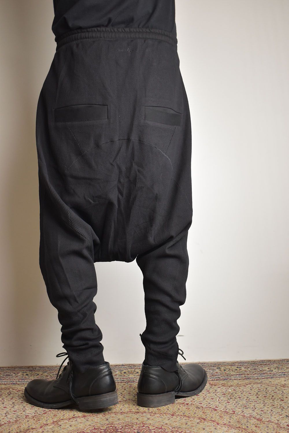 Waffle Sarrouel Pants"Black"/ワッフルサルエルパンツ"ブラック"