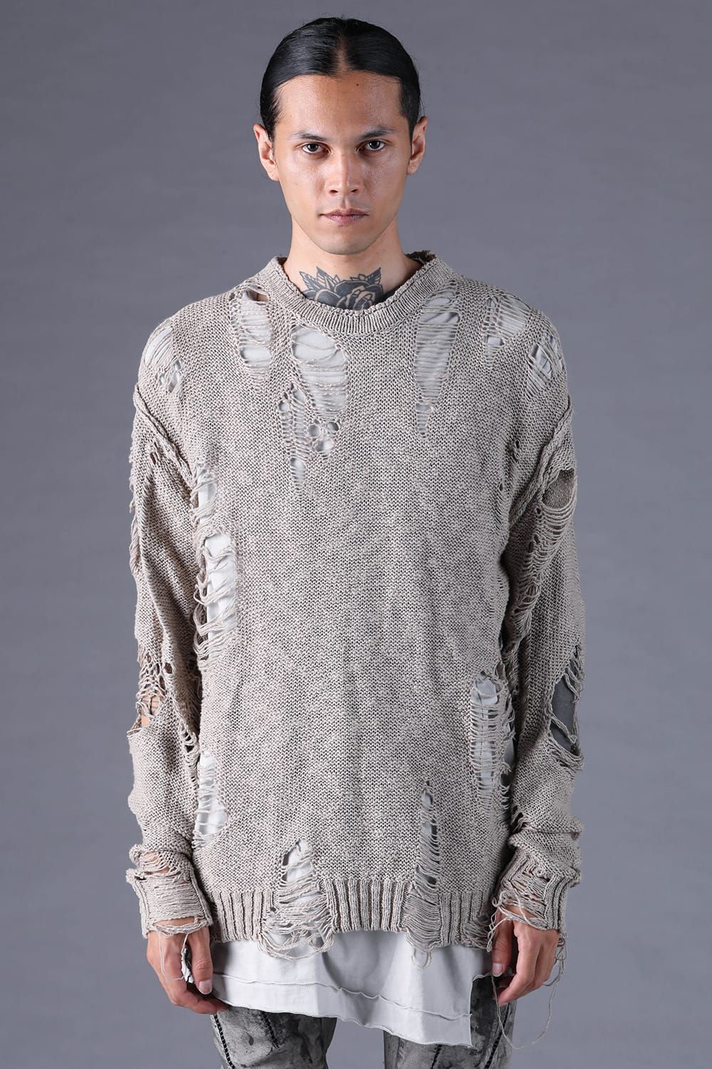 《2027SS先行予約分》3G Damage Knit Pullover "Grey" / 3Gダメージニットプルオーバー"グレー"