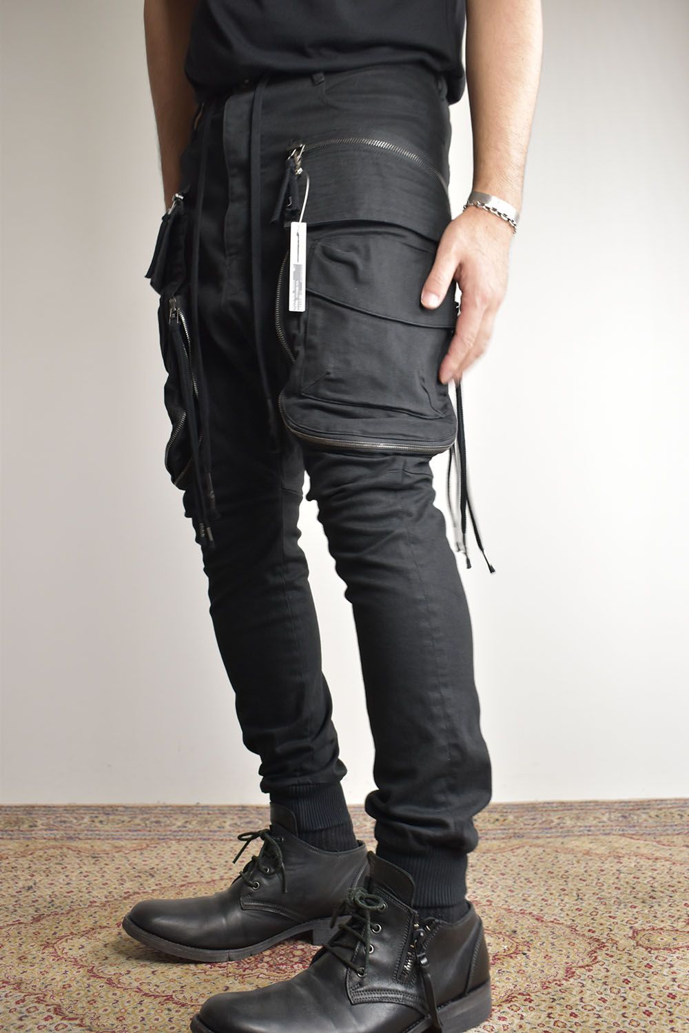 Stretch Denim Multi Pocket Cargo Jog Pants"Black" / ストレッチデニムマルチポケットカーゴジョグパンツ"ブラック"