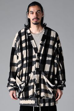 《2025AW先行予約》Checked Pattern Jumbo Cardigan"Black×Grey×Ivory" / チェックパターンジャンボカーディガン"ブラック×グレー×アイボリー"