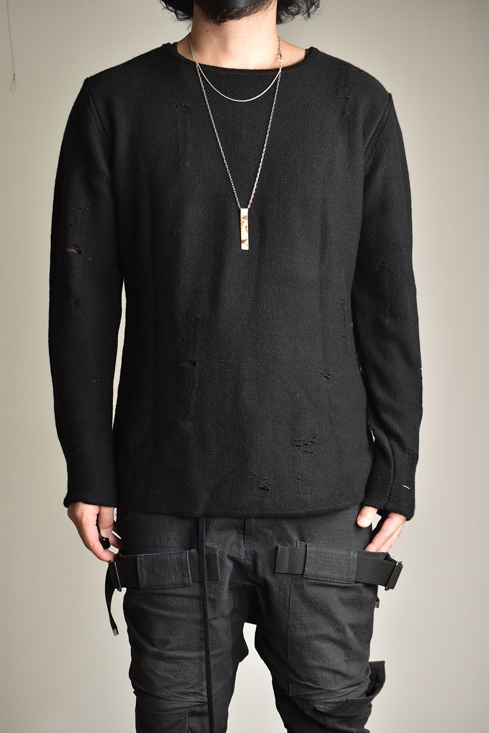 Damage Knit Pullover"Black"/ダメージニットプルオーバー"ブラック"