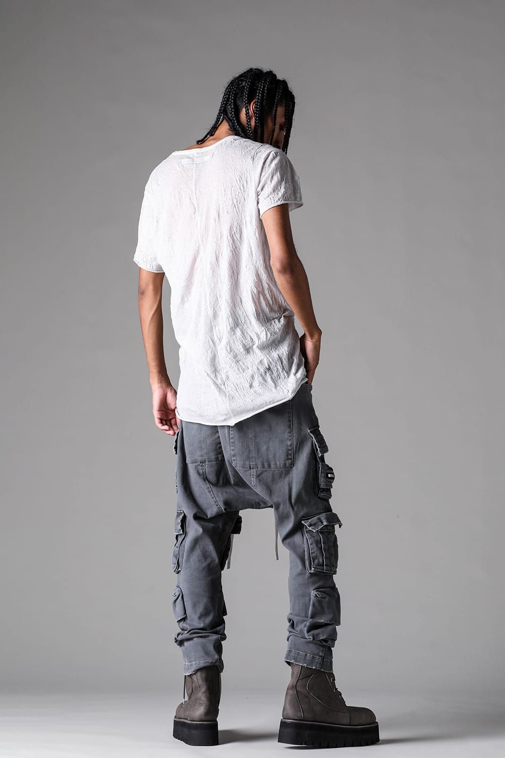 《2027SS先行予約》Vintage Dyed Sarrouel Flare Pants"D.Grey" / ヴィンテージダイサルエルフレアパンツ"ダークグレー"