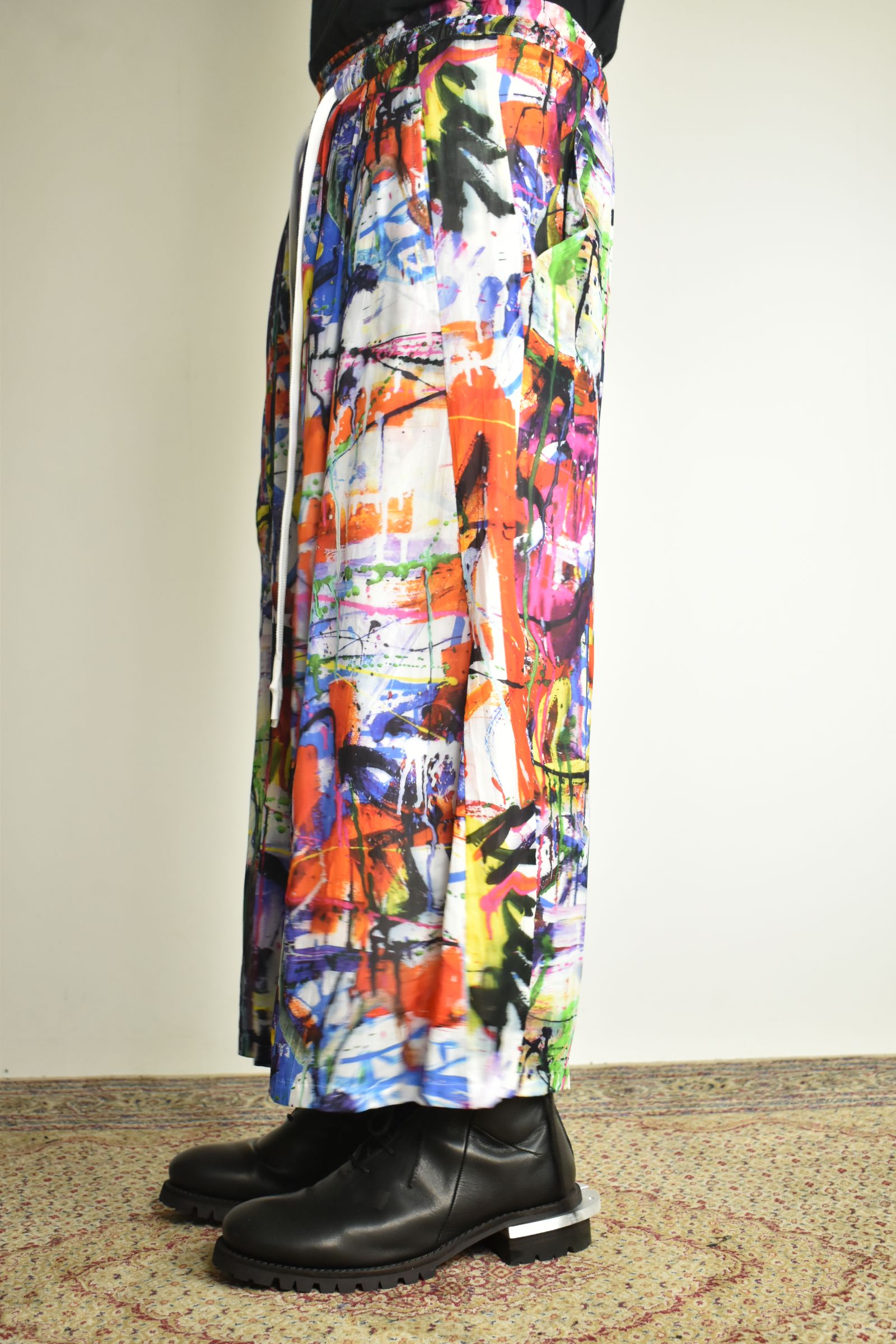 Rayon Chiffon Inkjet Print Wide Cropped Easy Pants"Color Print" / レーヨンシフォンインクジェットプリントワイドクロップドイージーパンツ"カラープリント"