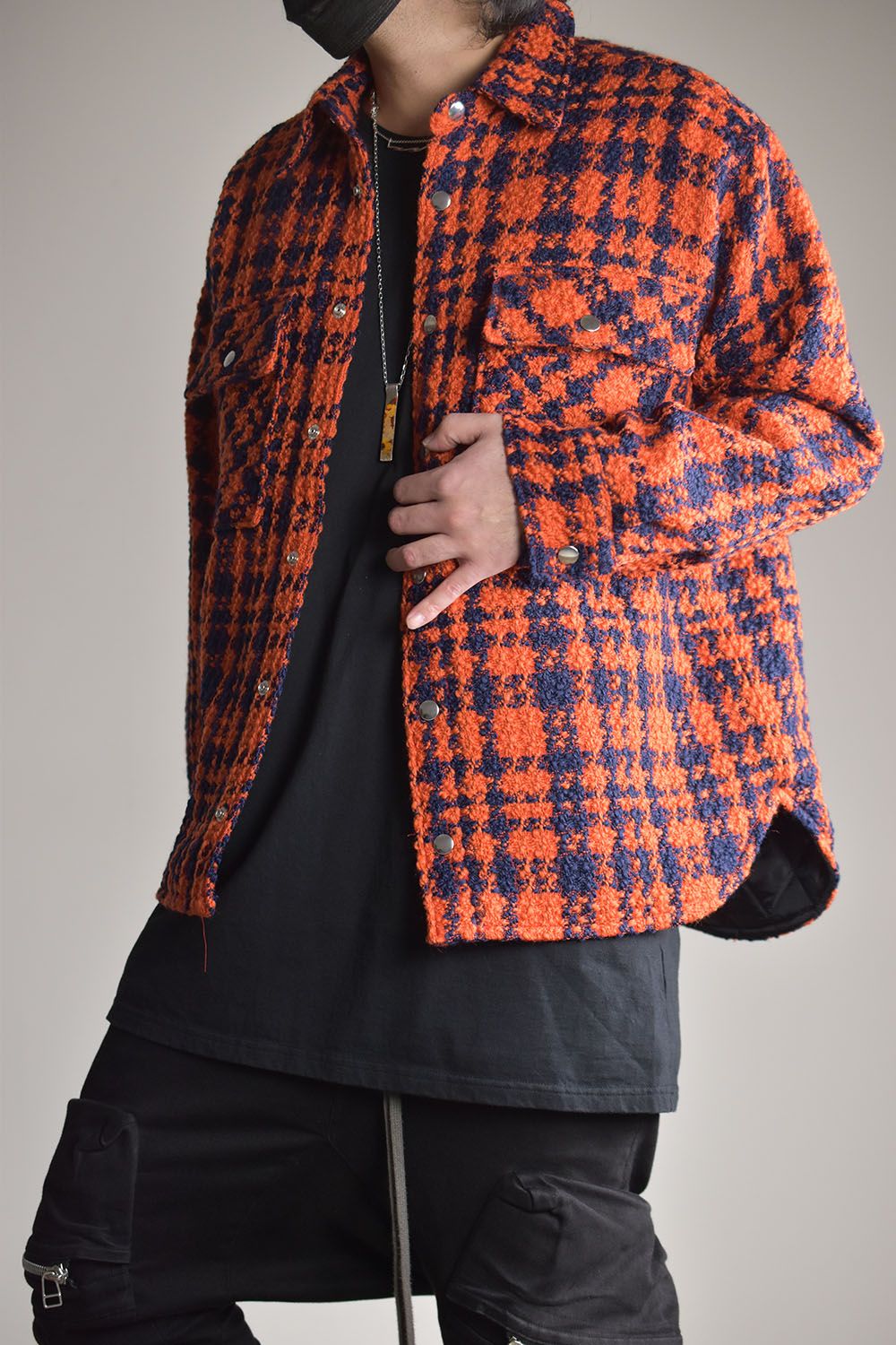 Houndtooth Check Shirt Jacket"Orange×Blue"/ハウンズトゥースチェックシャツジャケット"オレンジ×ブルー"