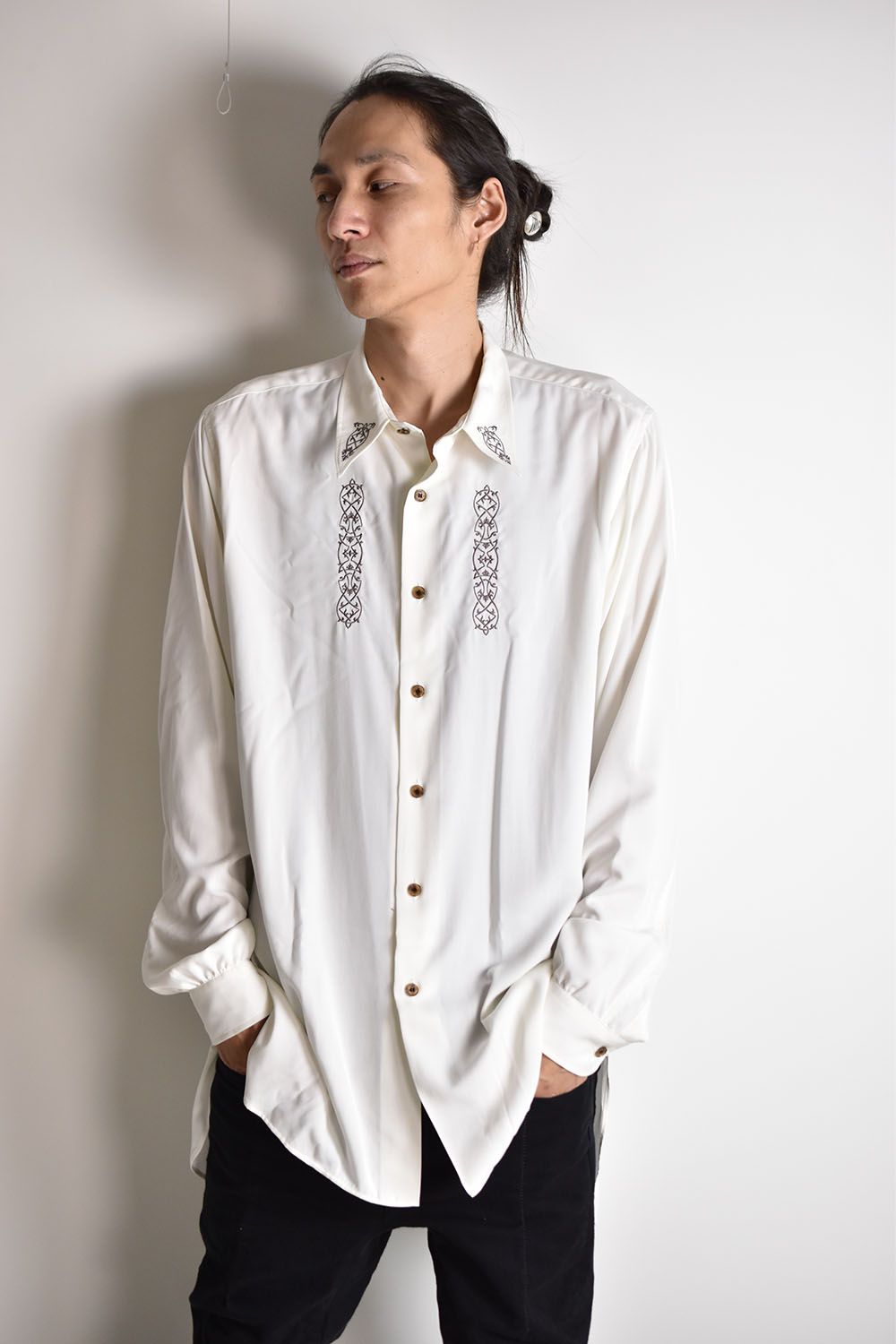 Embroidery Long Shirts"Off White"/ 刺繍ロングシャツ"オフホワイト"