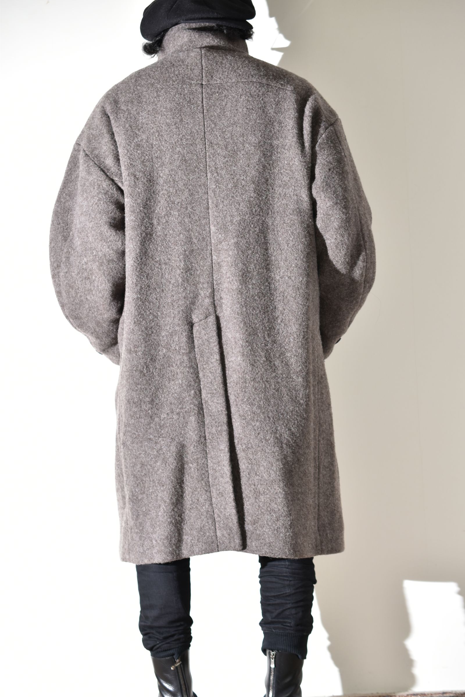 Wool Pile High Neck Coat "GreyBeige" / ウールパイルハイネックコート"グレーベージュ"