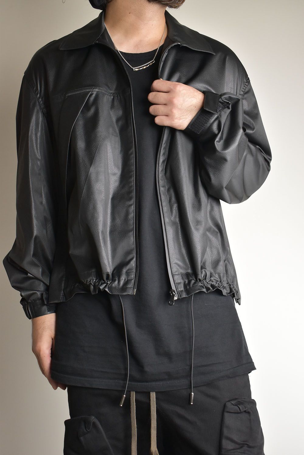 Fake Fake Leather Flight Jacket"Black"/フェイクフェイクレザーフライトジャケット"ブラック"