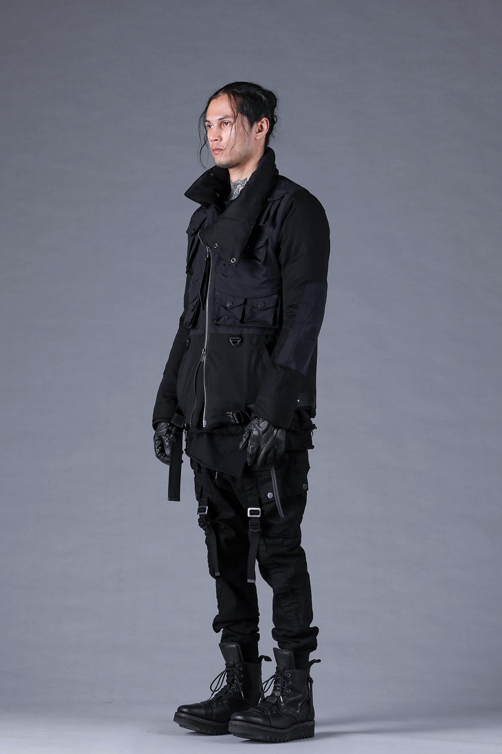 Stretch Denim Belt-Adjustable Cargo Jogger Pants"Black" / ストレッチデニムベルトアジャストカーゴジョグパンツ"ブラック"