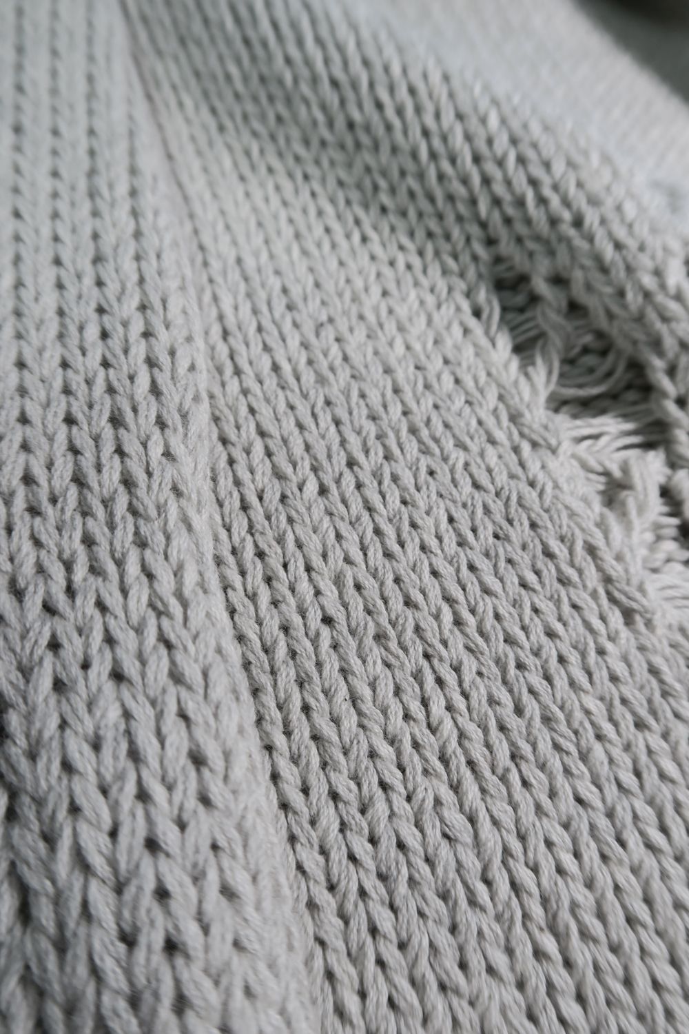 Cotton 3GG Damaged Knit Pullover"Light Grey" / コットン 3GG ダメージニットプルオーバー"ライトグレー"