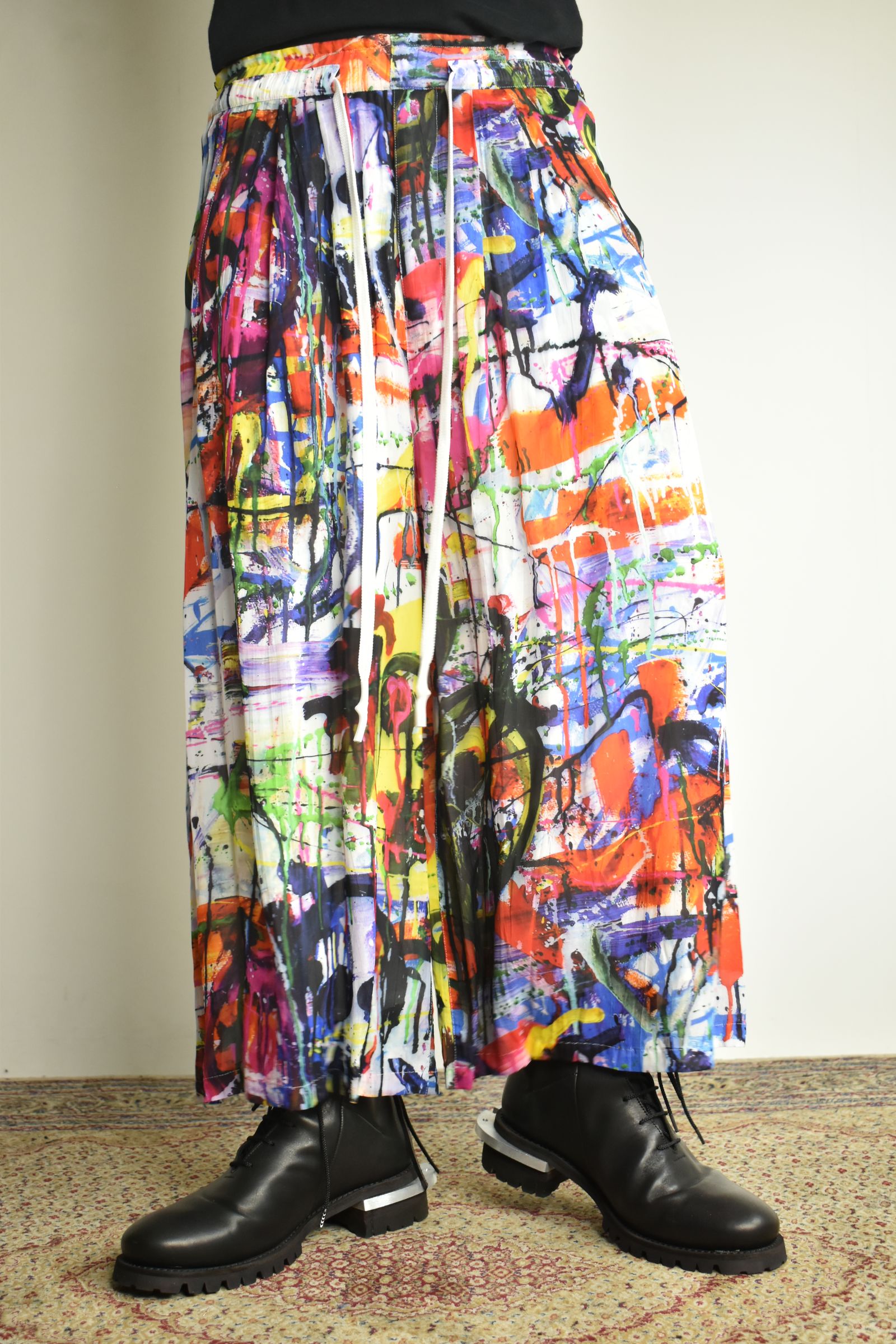 Rayon Chiffon Inkjet Print Wide Cropped Easy Pants"Color Print" / レーヨンシフォンインクジェットプリントワイドクロップドイージーパンツ"カラープリント"