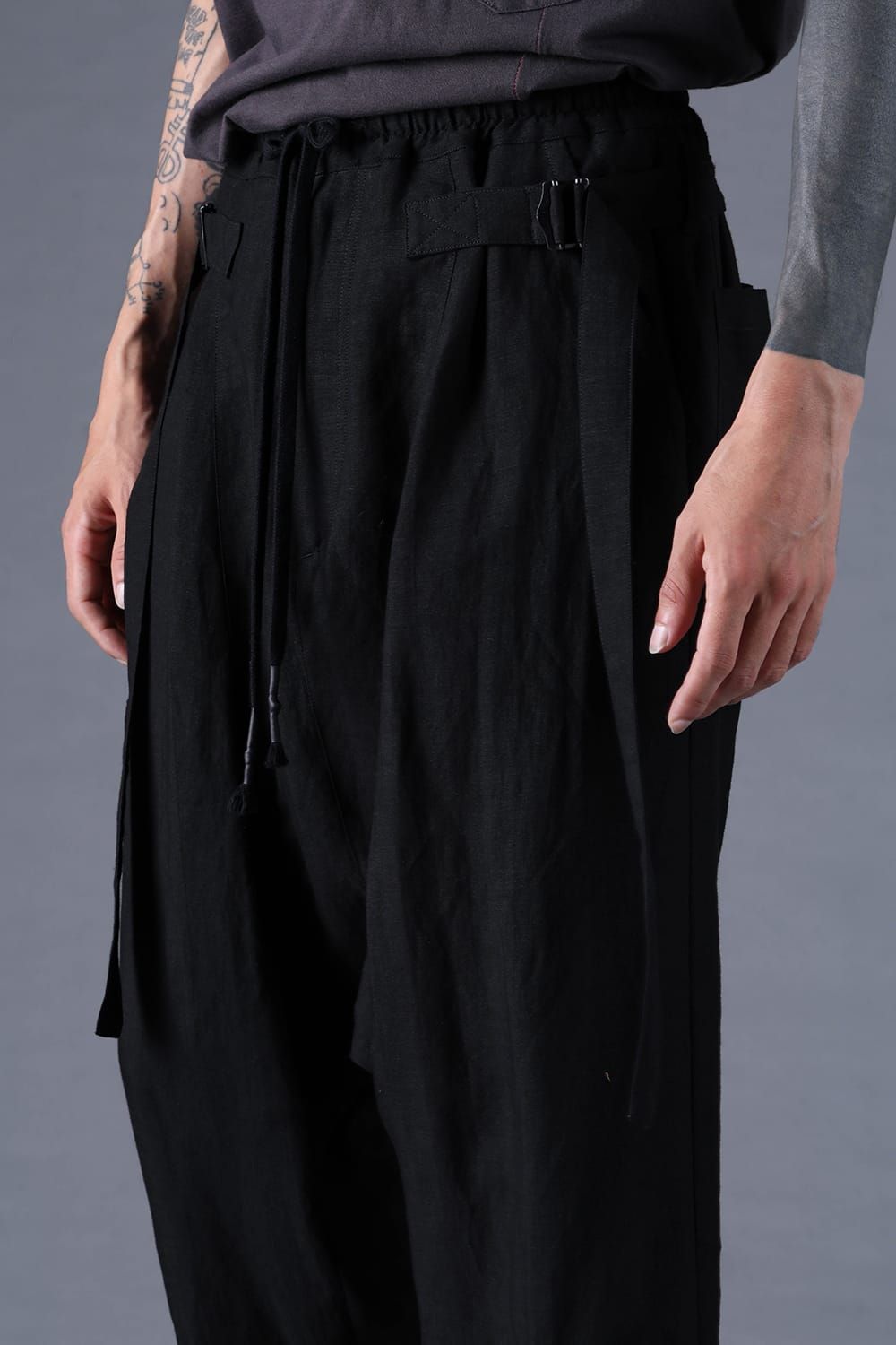 《2027SS先行予約分》Bamboo Linen Wide-Leg Cropped Pants"Black" / バンブーリネンワイドクロップドパンツ"ブラック"