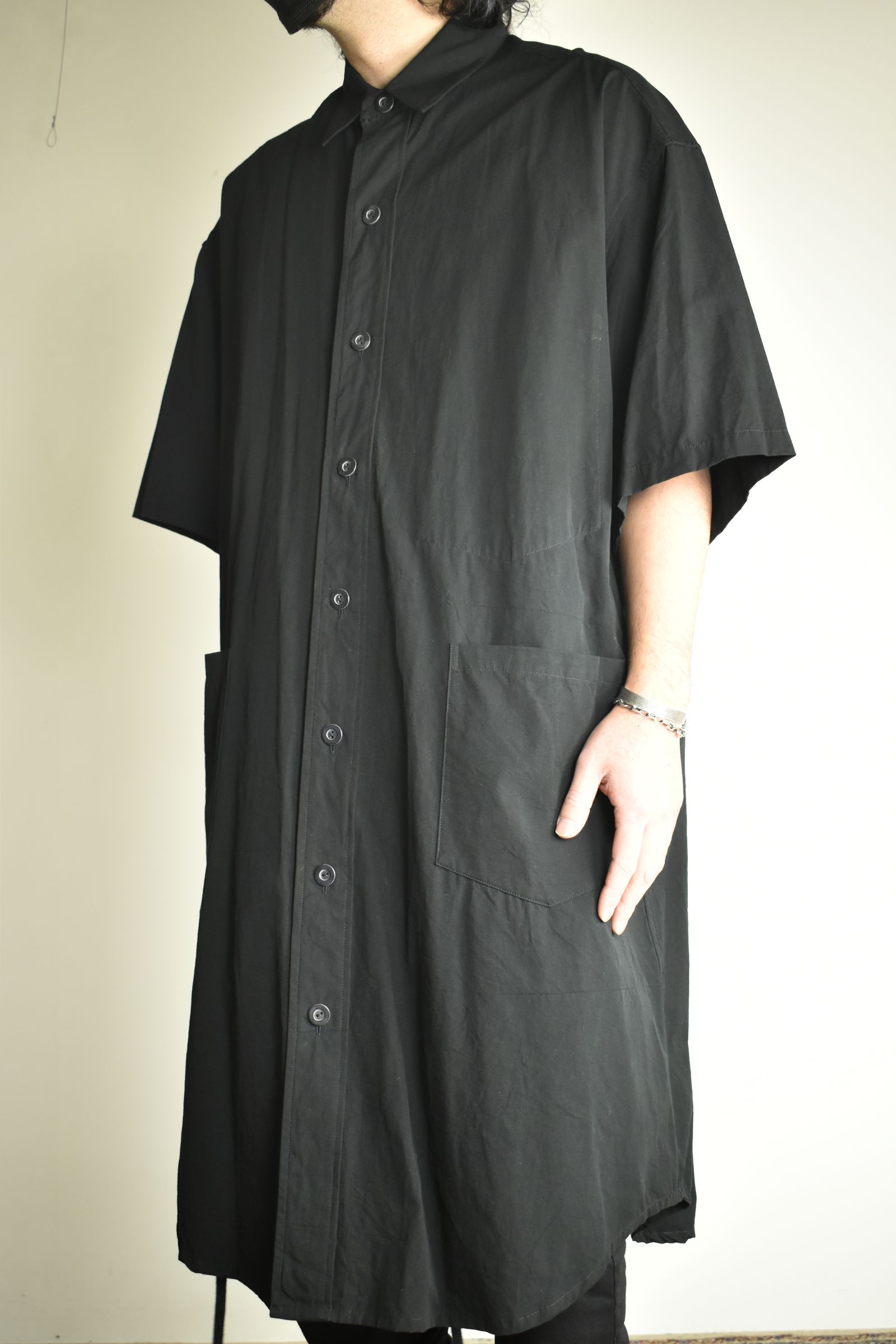 Cotton Broad Short-Sleeved Big Shirt &Dress"Black" / コットンブロード半袖ビッグシャツ / ワンピース"ブラック"